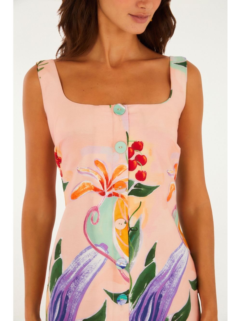 Farm — Vestido Curto Estampado Legumes Pintados