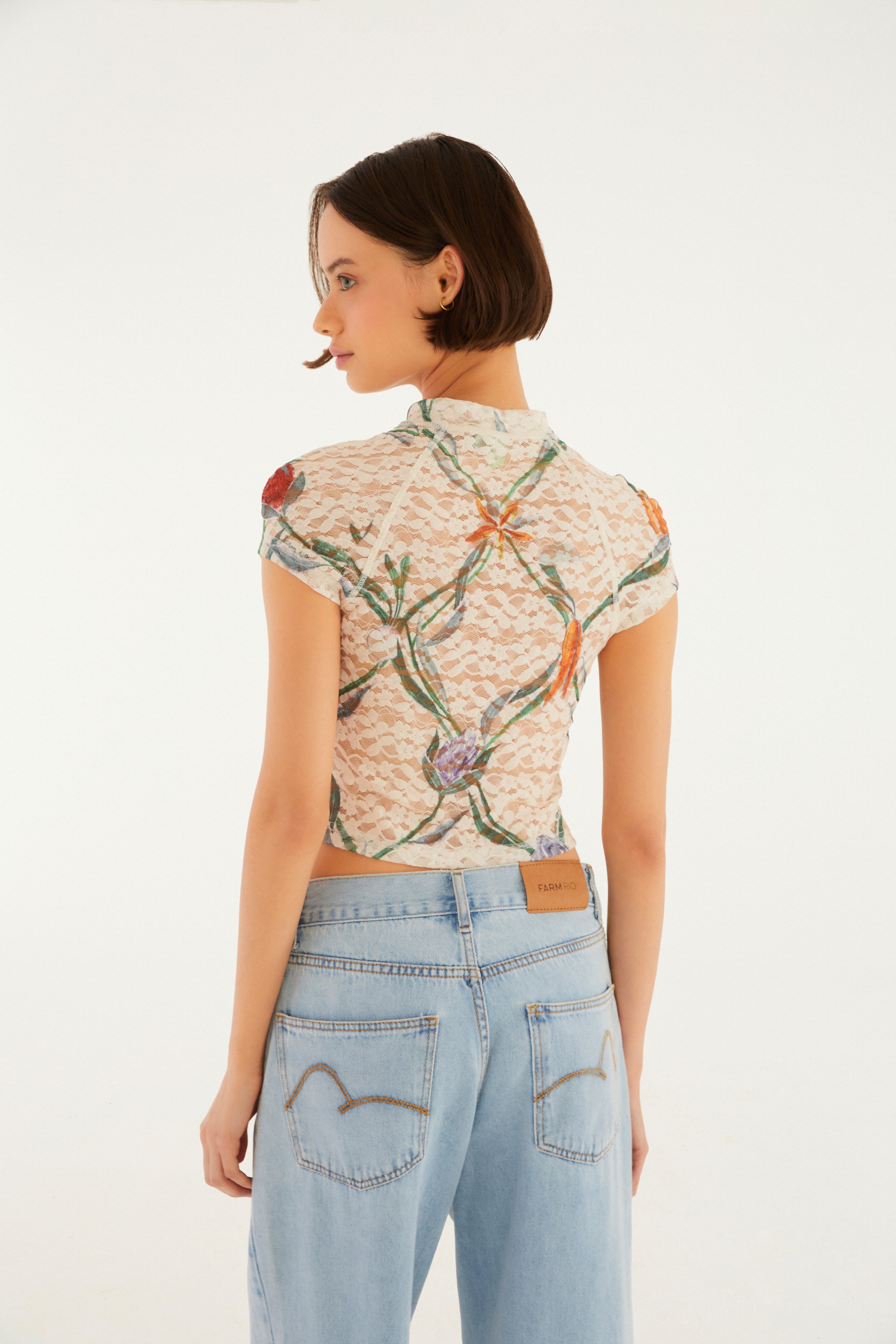Blusa Renda Estampada Feira De Legumes