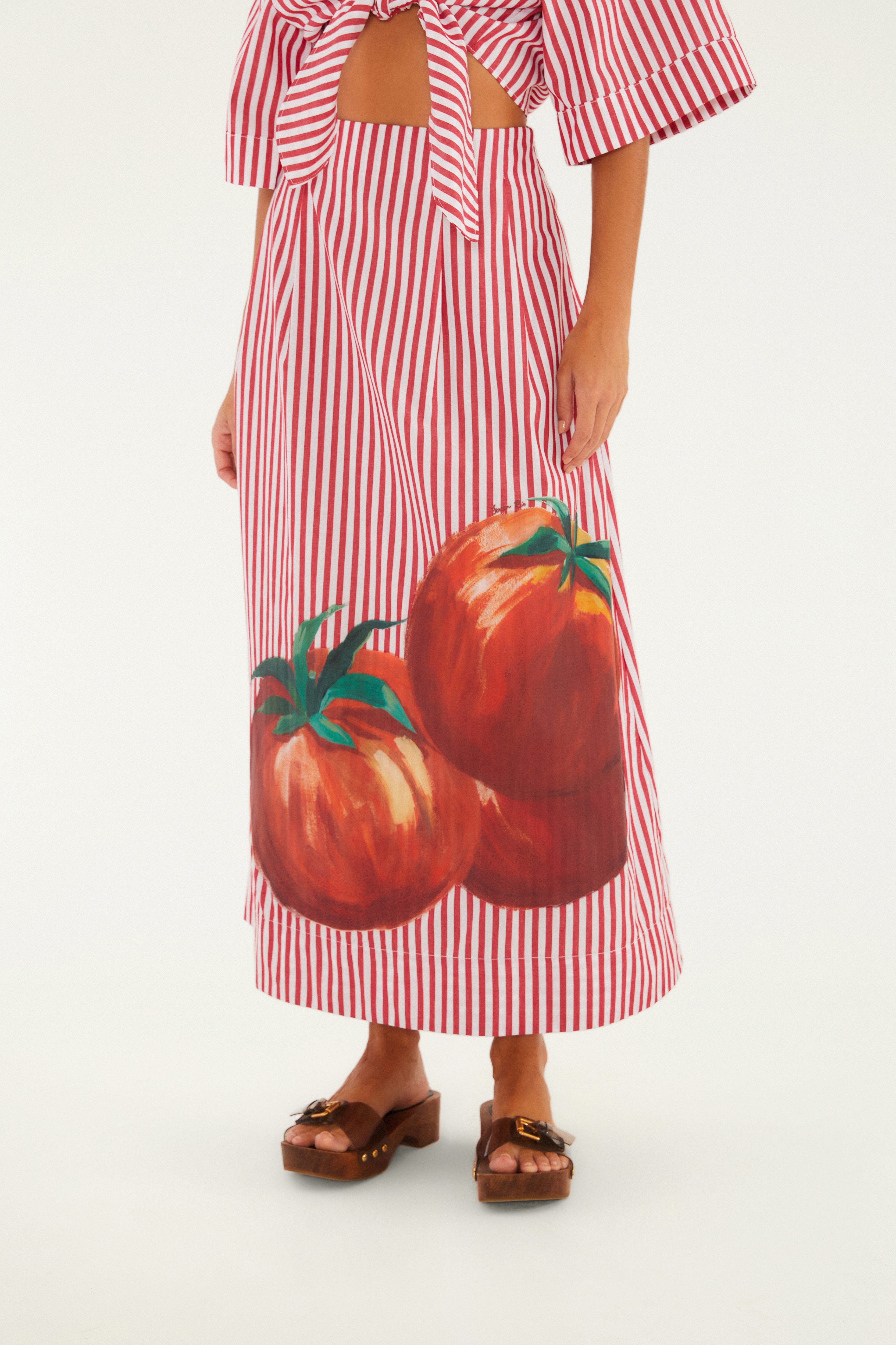 Saia Estampada Maxi Tomates