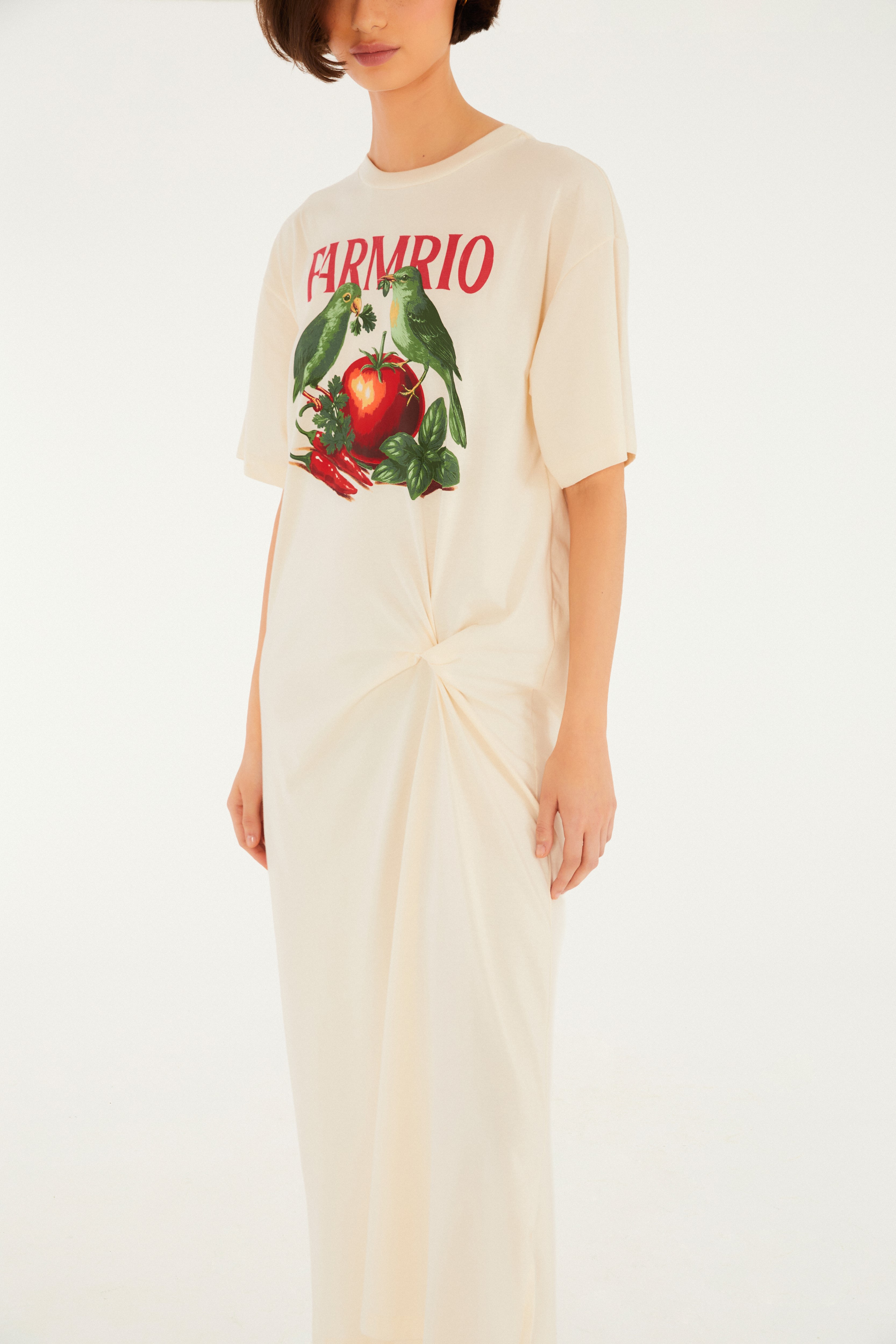 Vestido Nó Pássaros Tomate