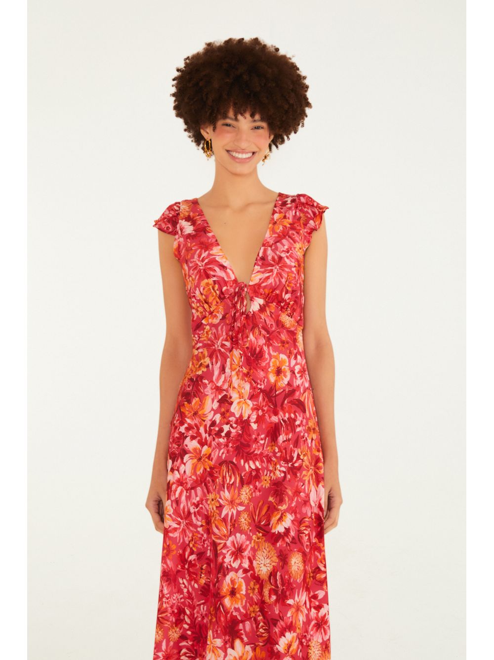 Farm — Vestido Cropped Estampado Florabela Rosa