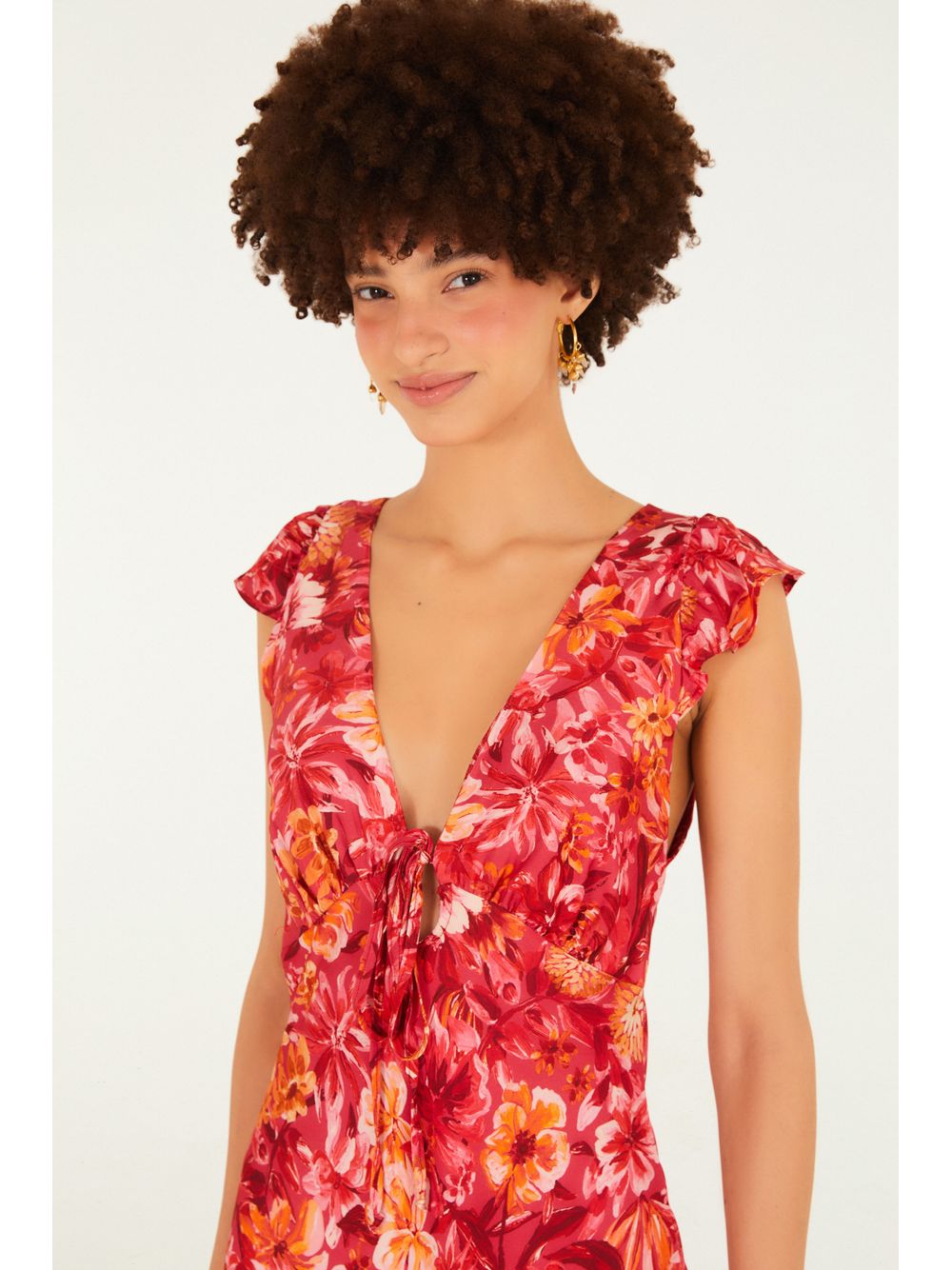 Farm — Vestido Cropped Estampado Florabela Rosa