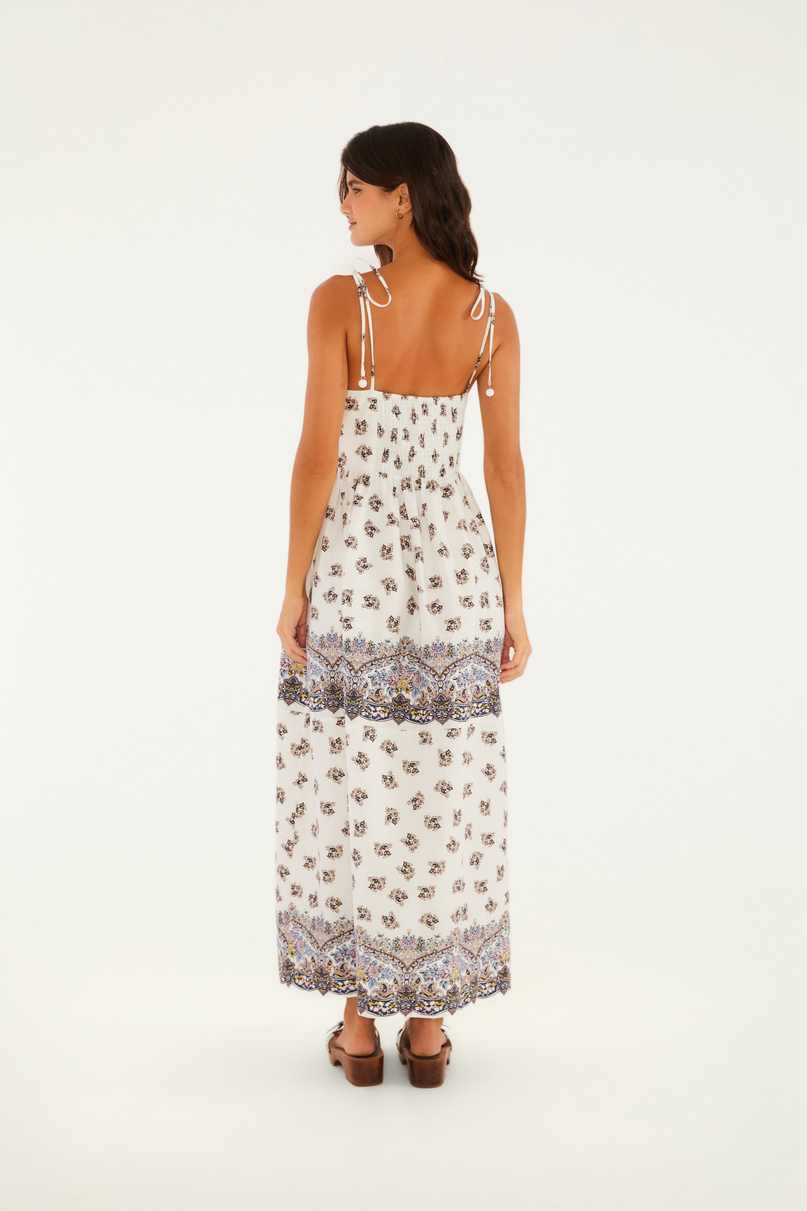 Vestido Longo Alças Estampado Rosa Rio