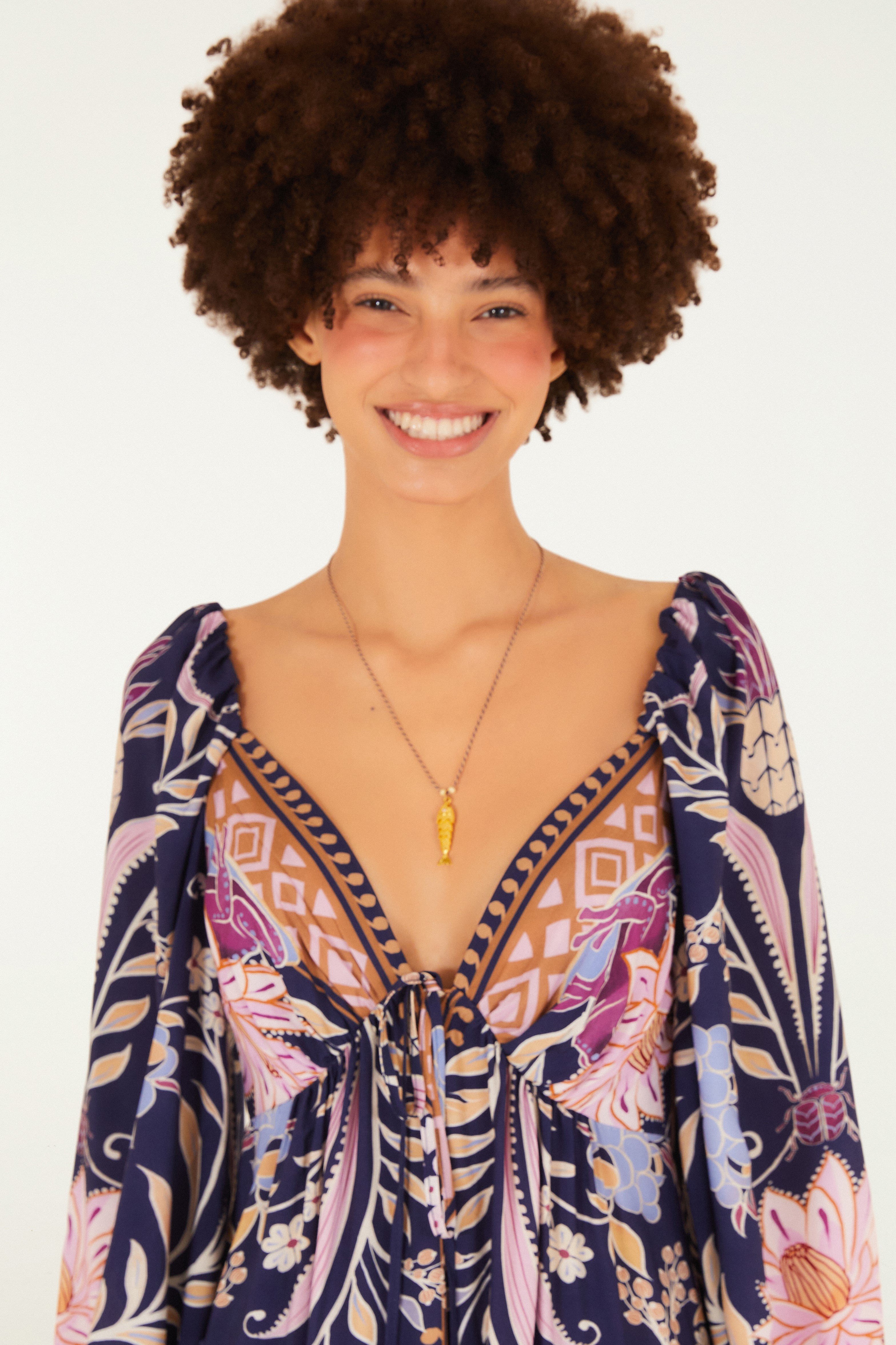 Vestido Cropped Estampado Leveza Romântica