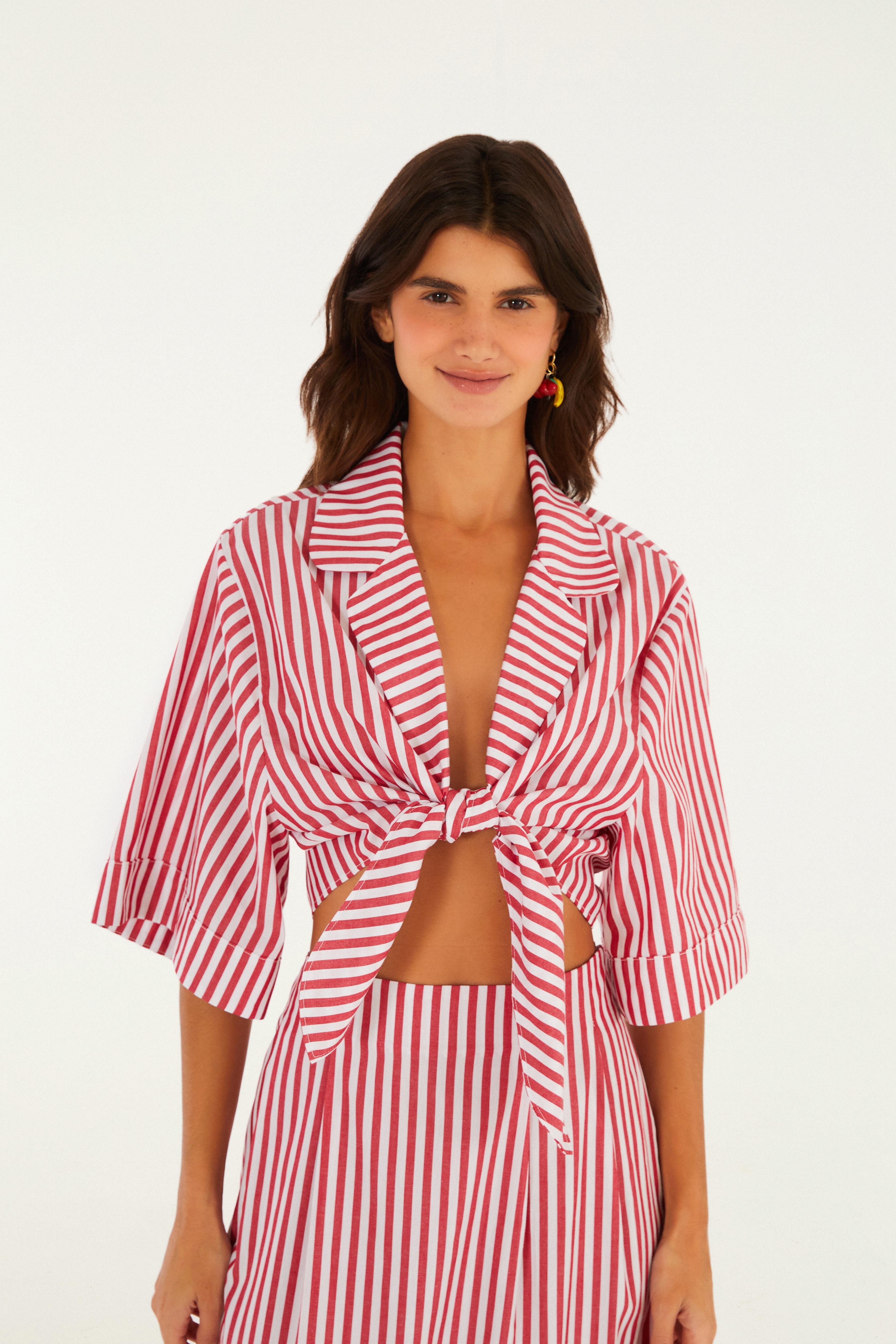 Camisa Cropped Listrada