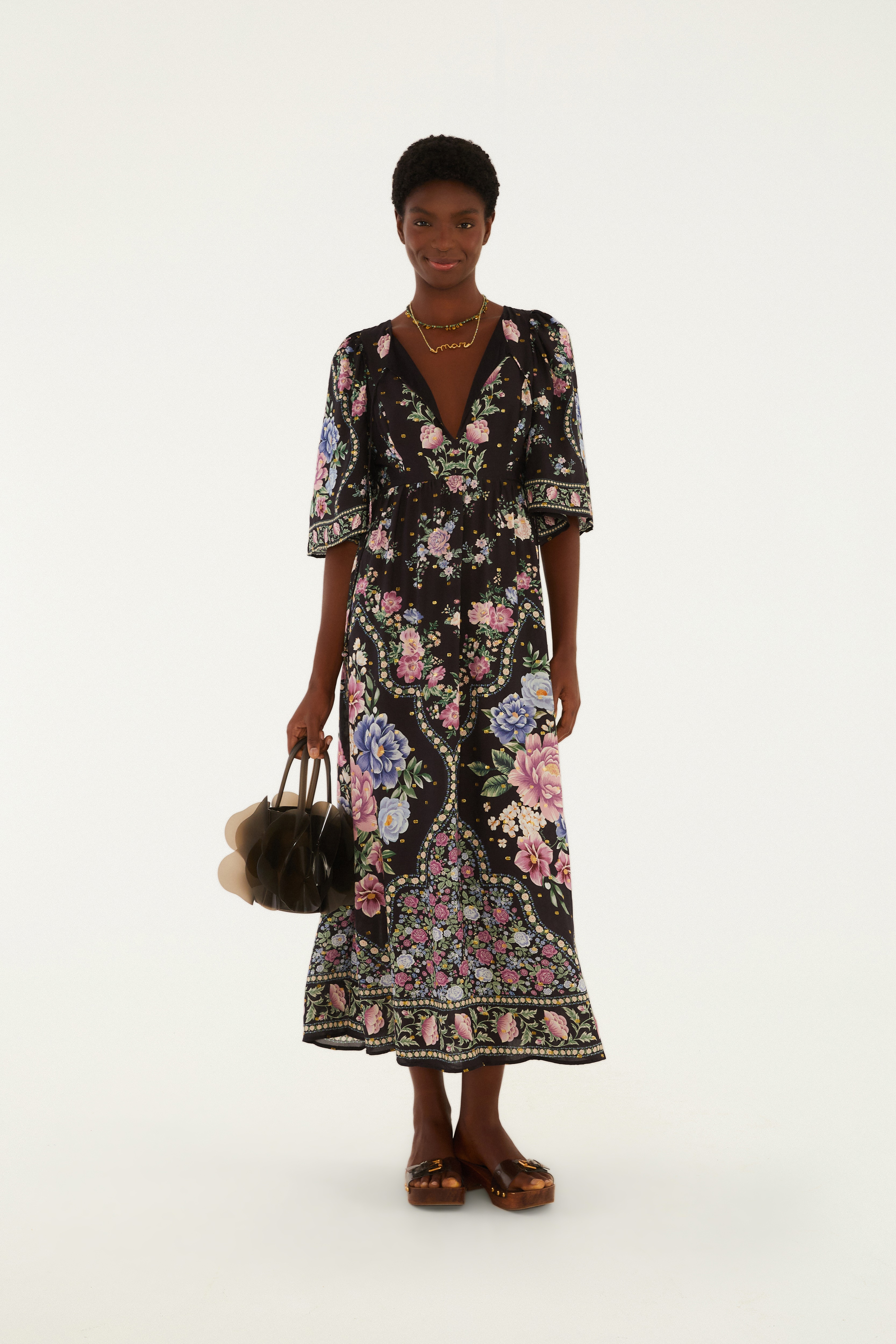 Vestido Longo Estampado Romance