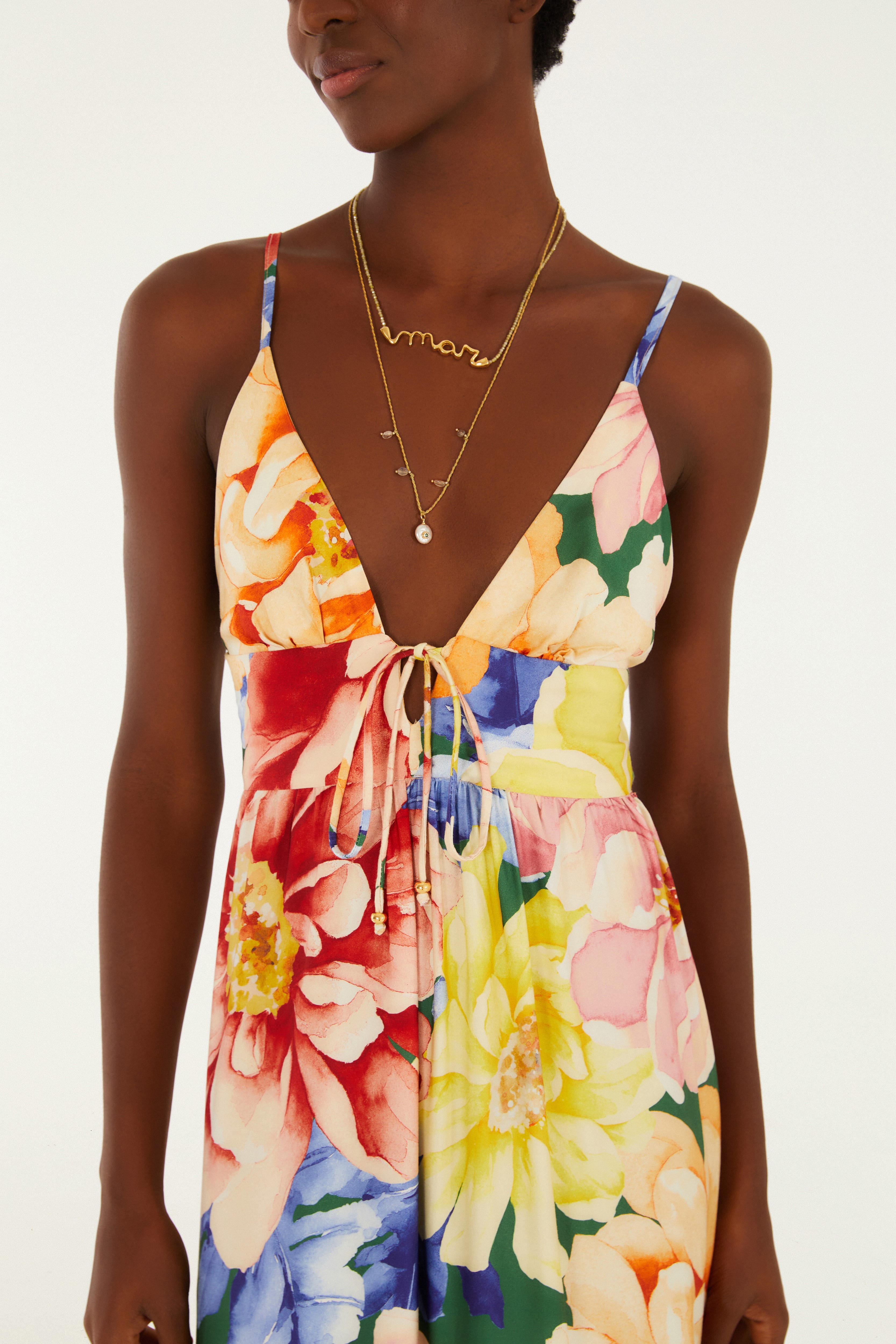 Vestido Longo Estampado Floral Doce