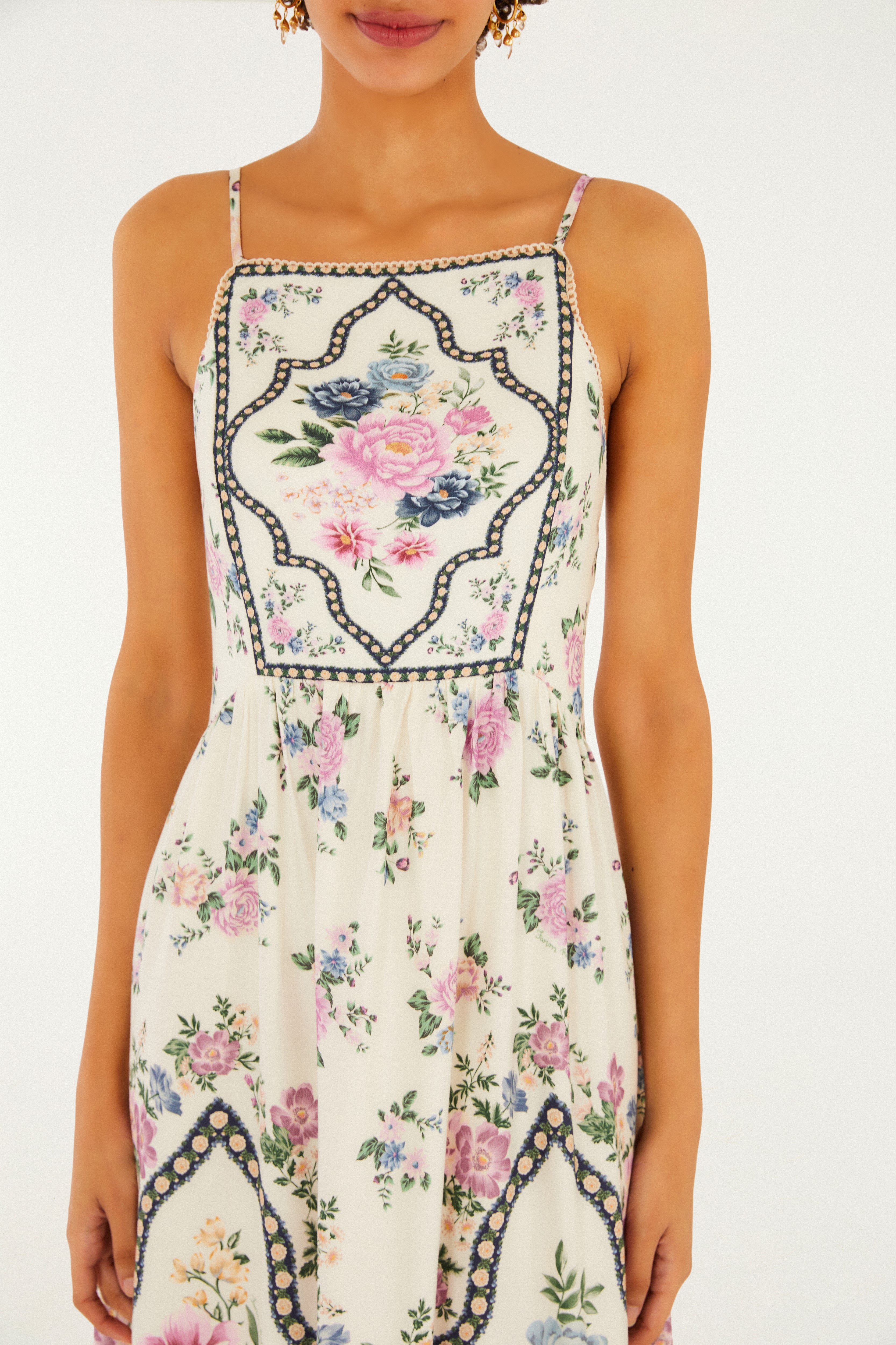 Vestido Cropped Alcinha Estampado Romance