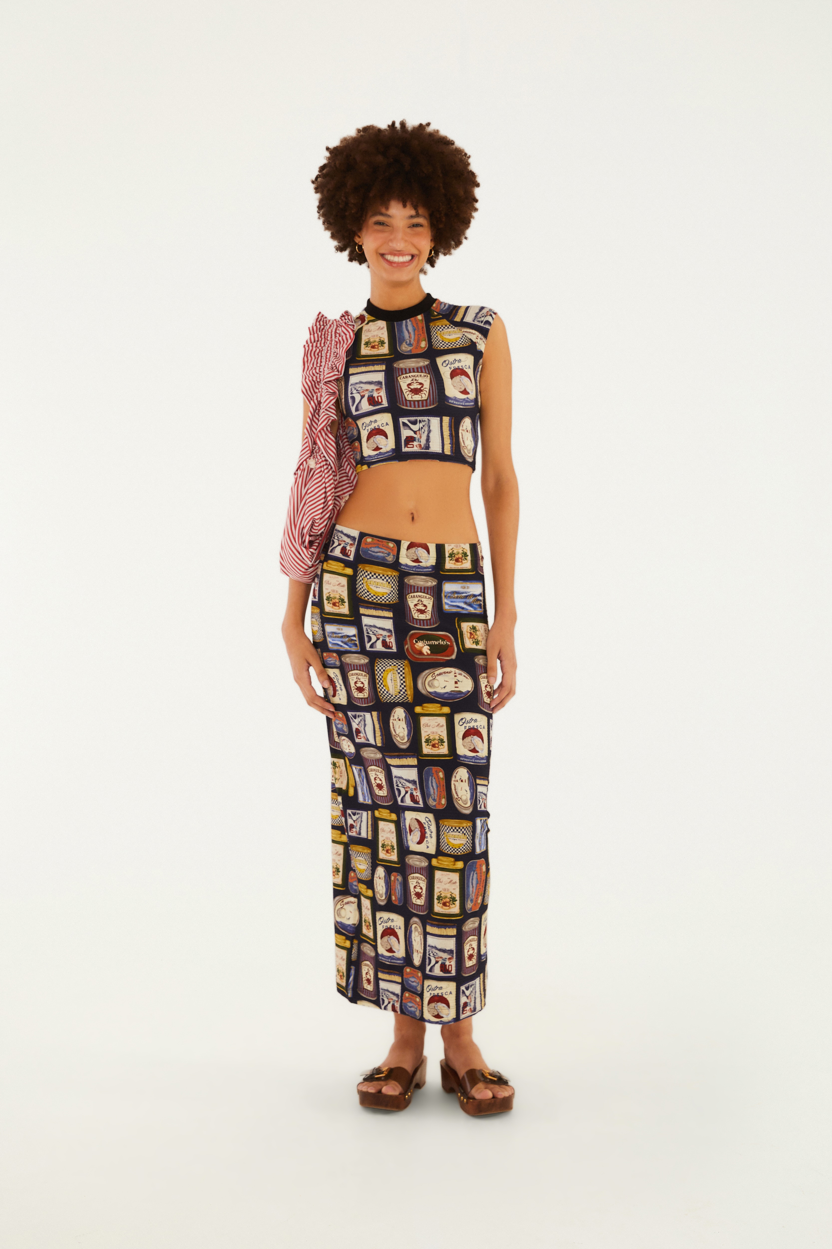 Blusa Cropped Estampada Iguarias Do Litoral
