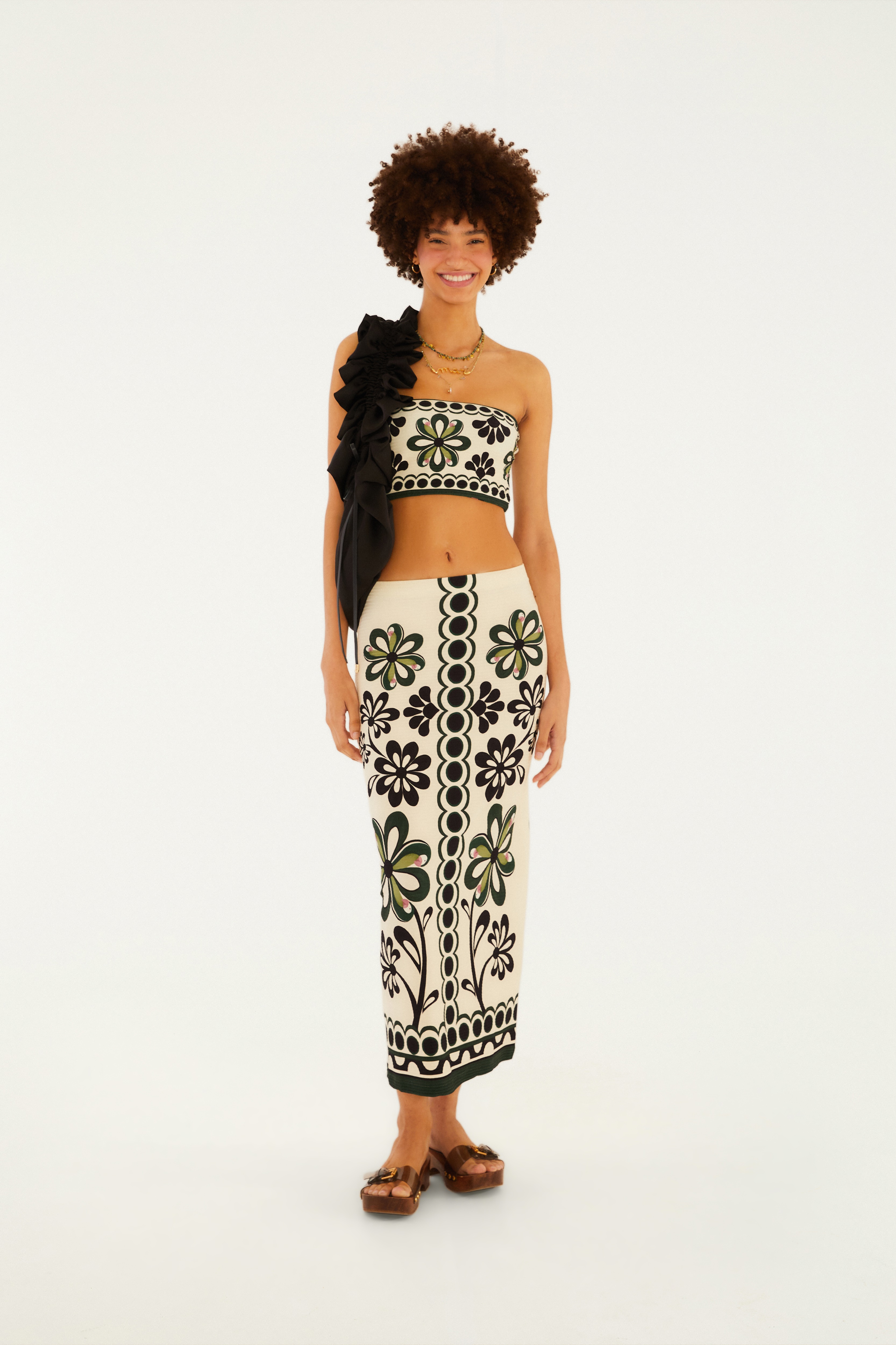 Saia Midi Estampada Florara