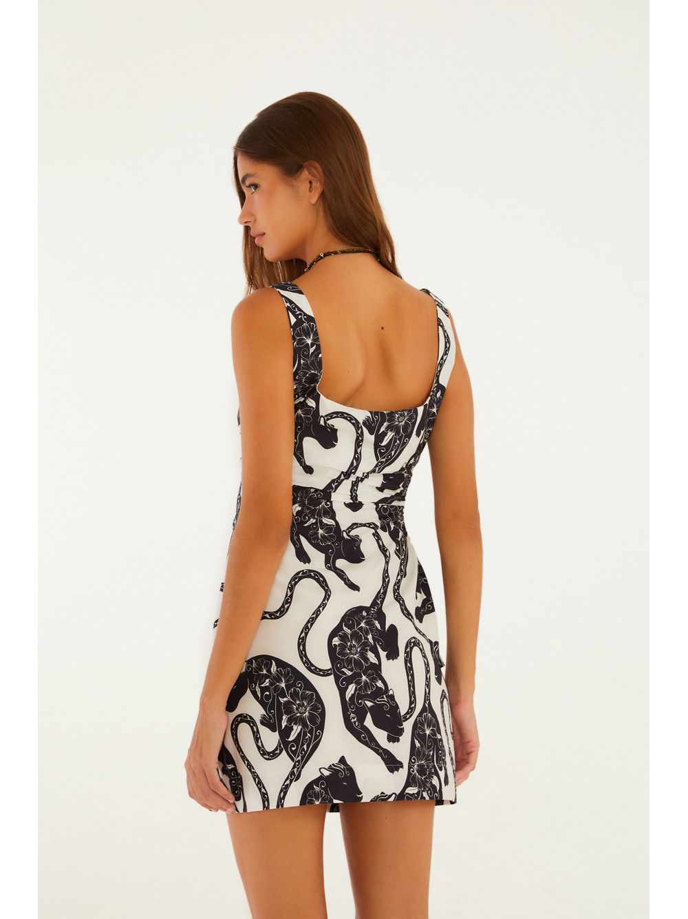 Farm — Vestido Curto Estampado Amor De Pantera