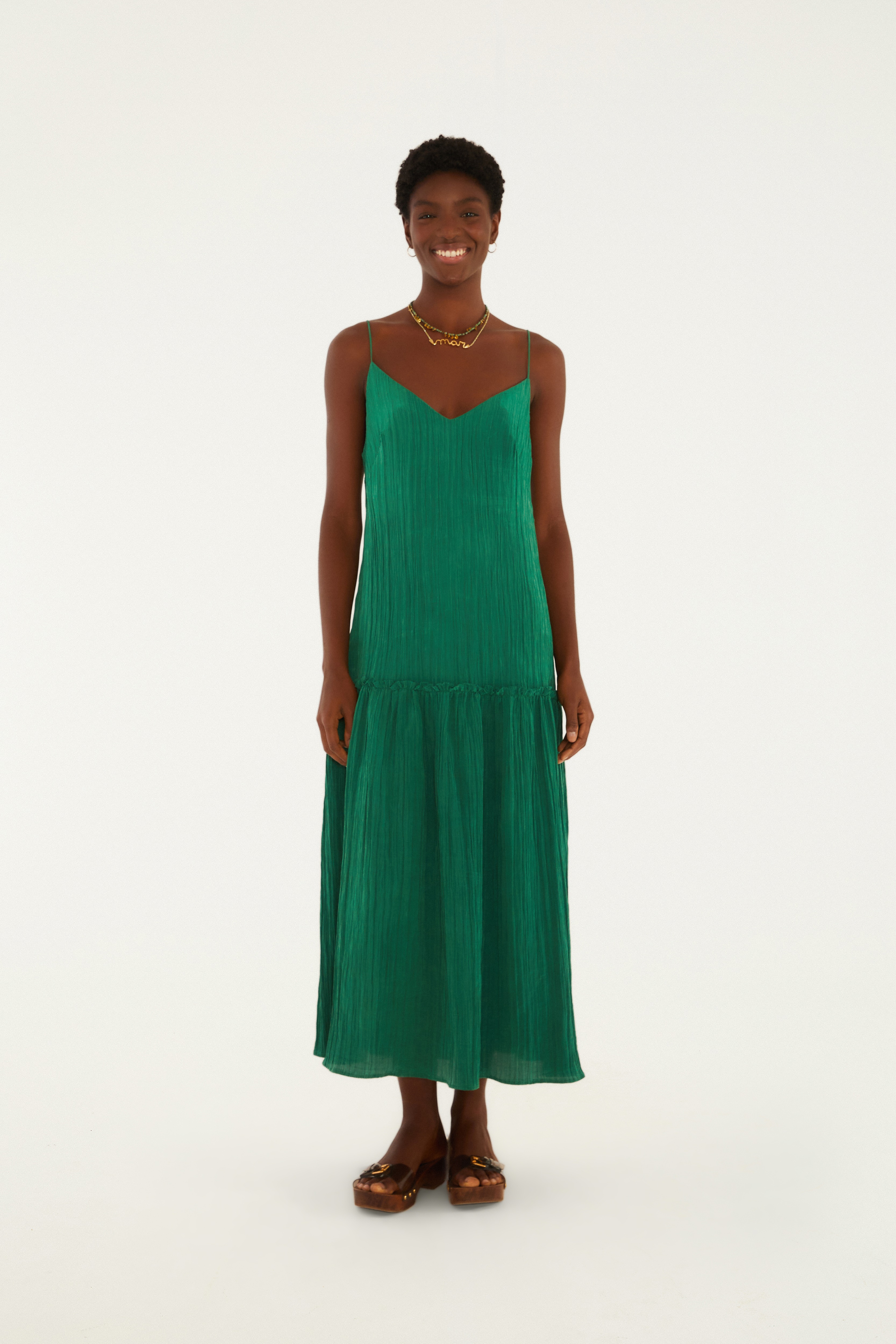 Vestido Plissado Midi