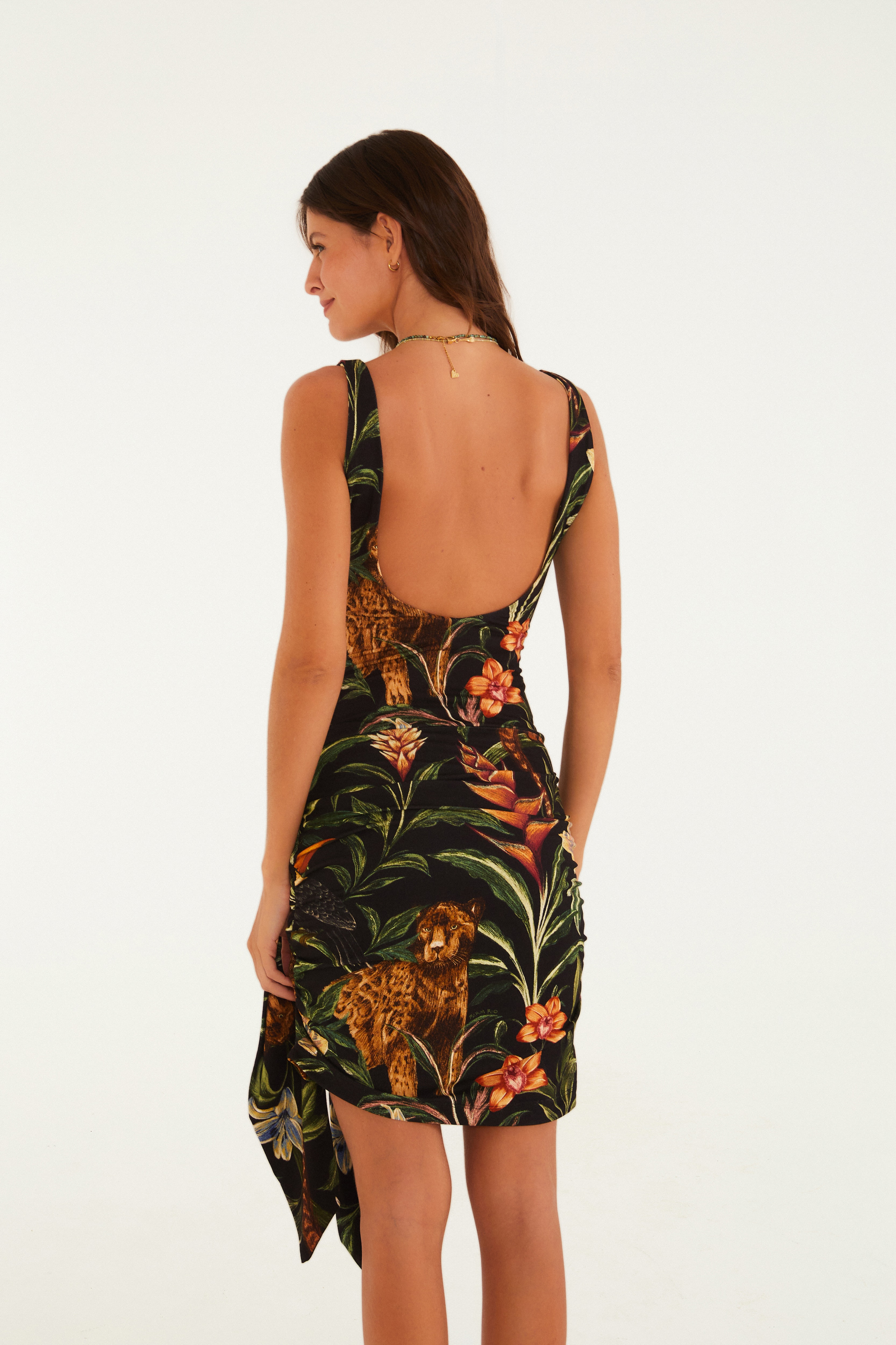Vestido Curto Estampado Fauna Noturna