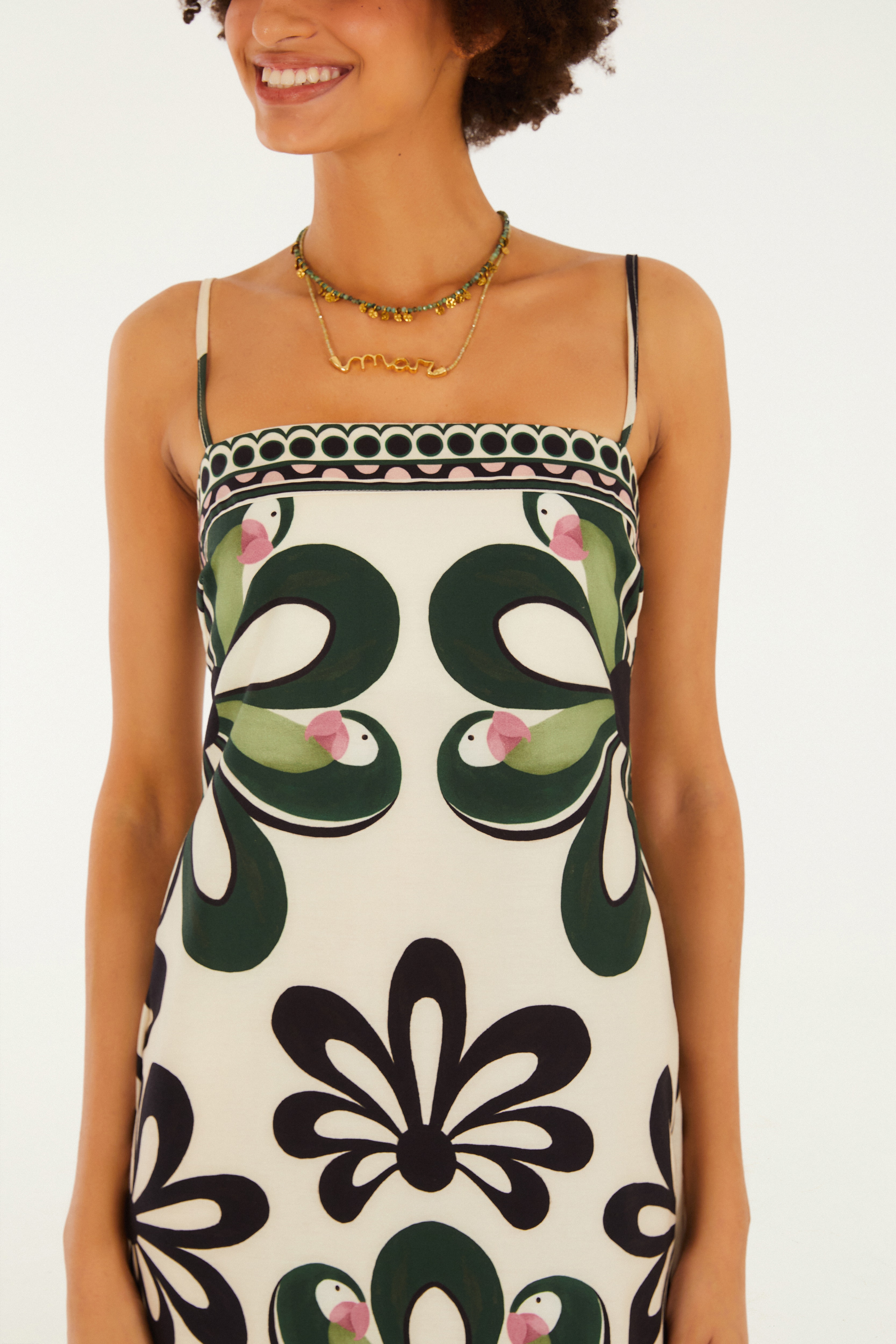Vestido Cropped Alça Estampado Florara