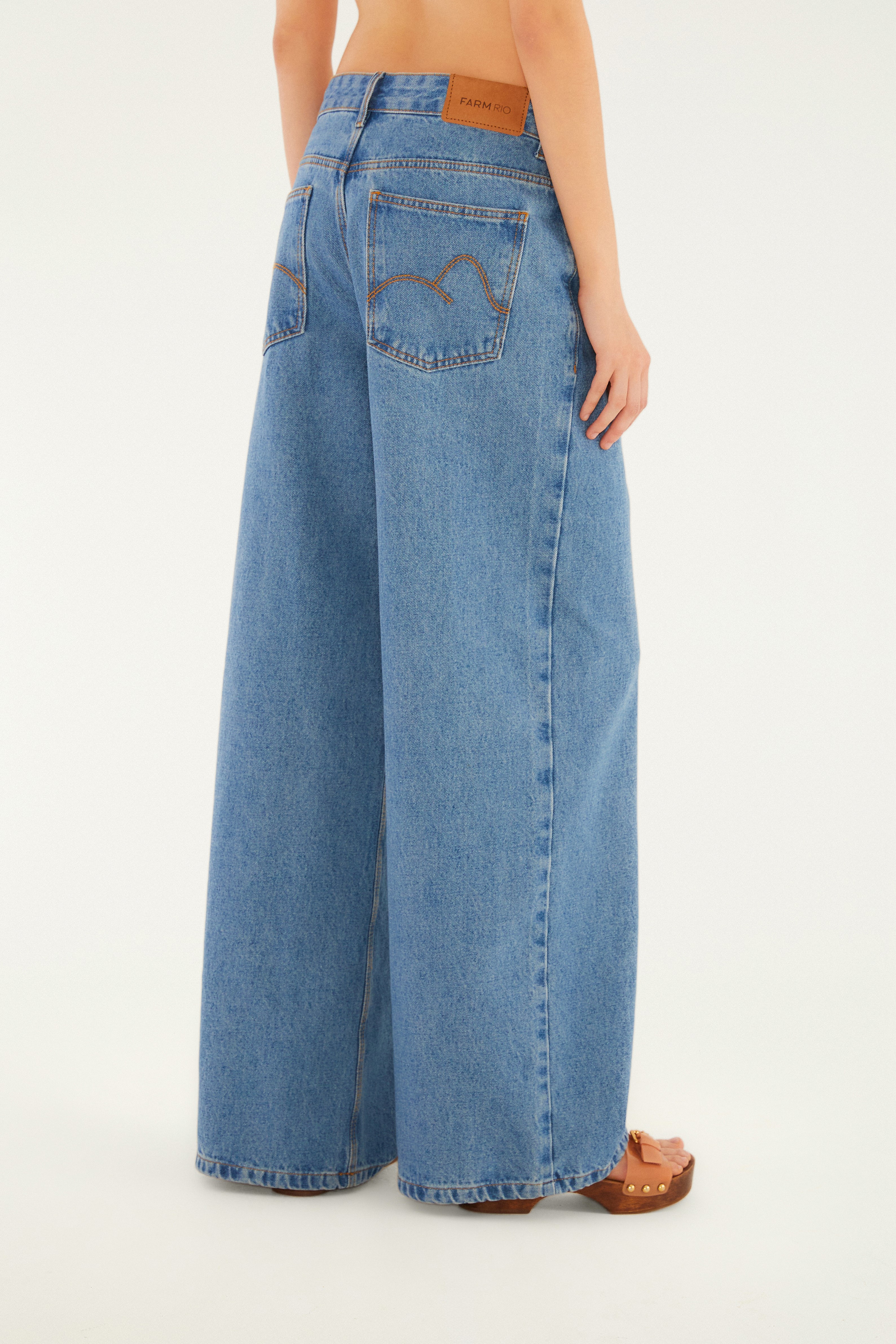 Calça Jeans Wide Faver Media
