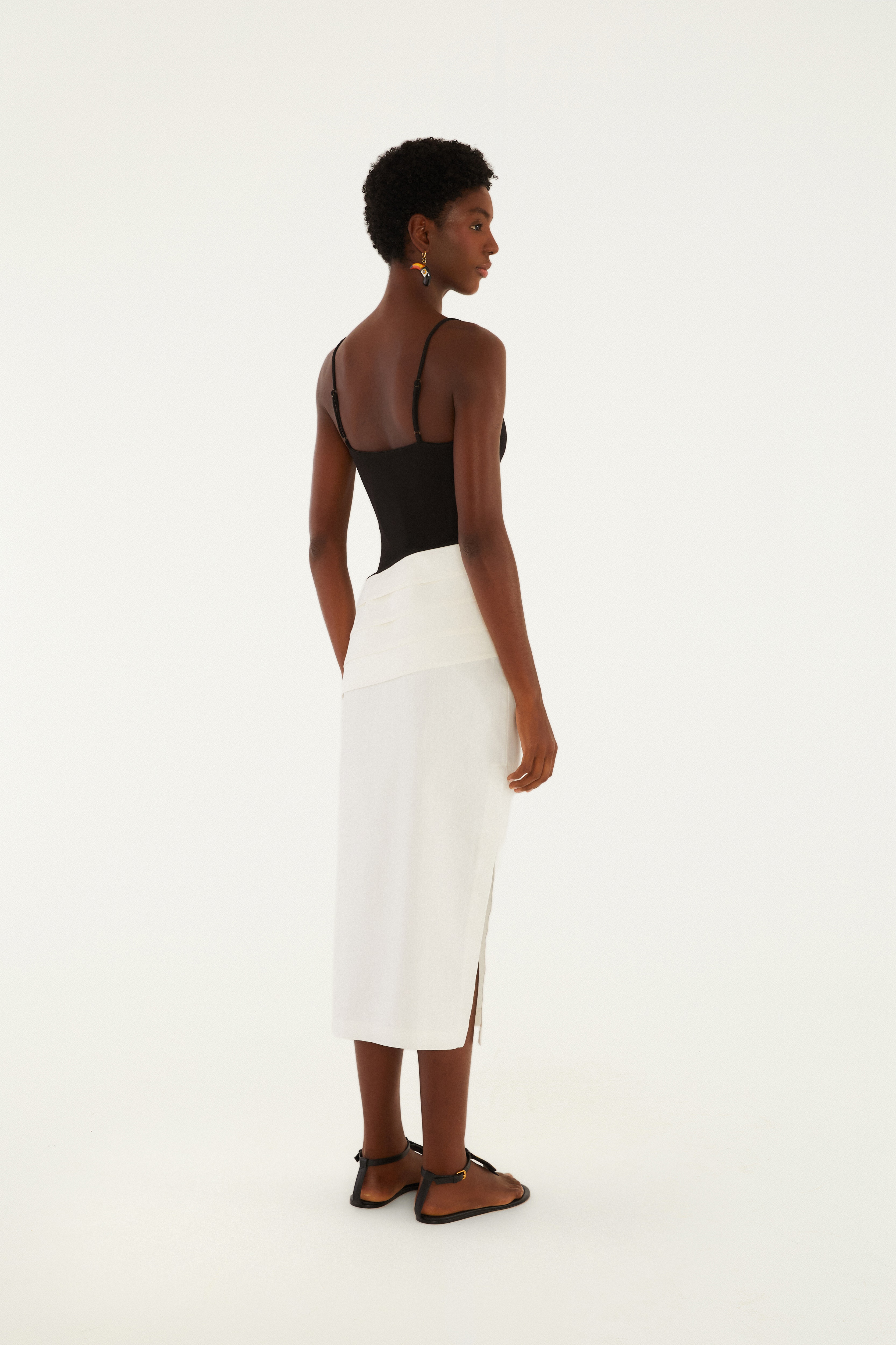 Vestido Longo Bicolor Pregas