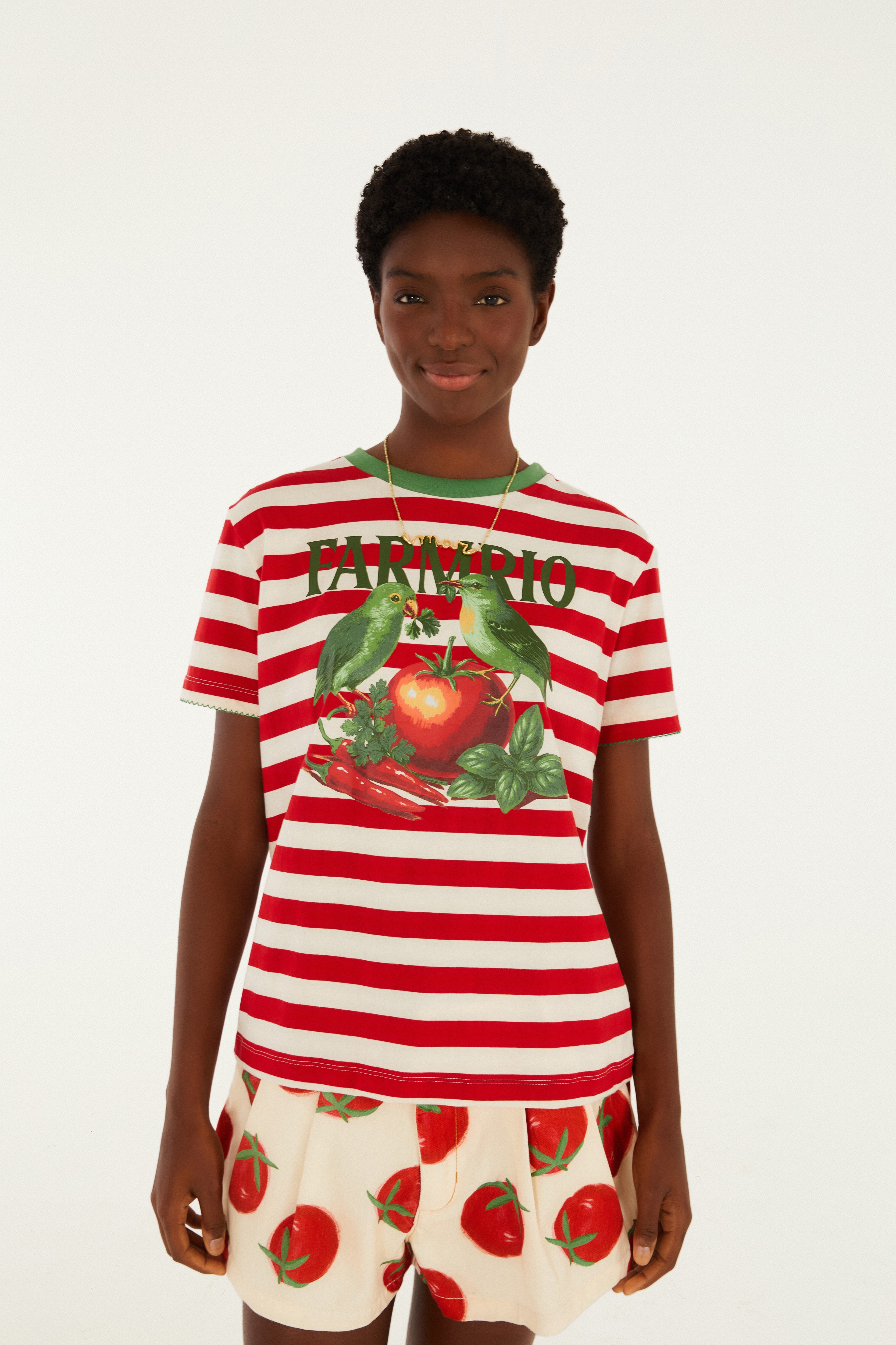 T-Shirt Fit Pássaros Tomate