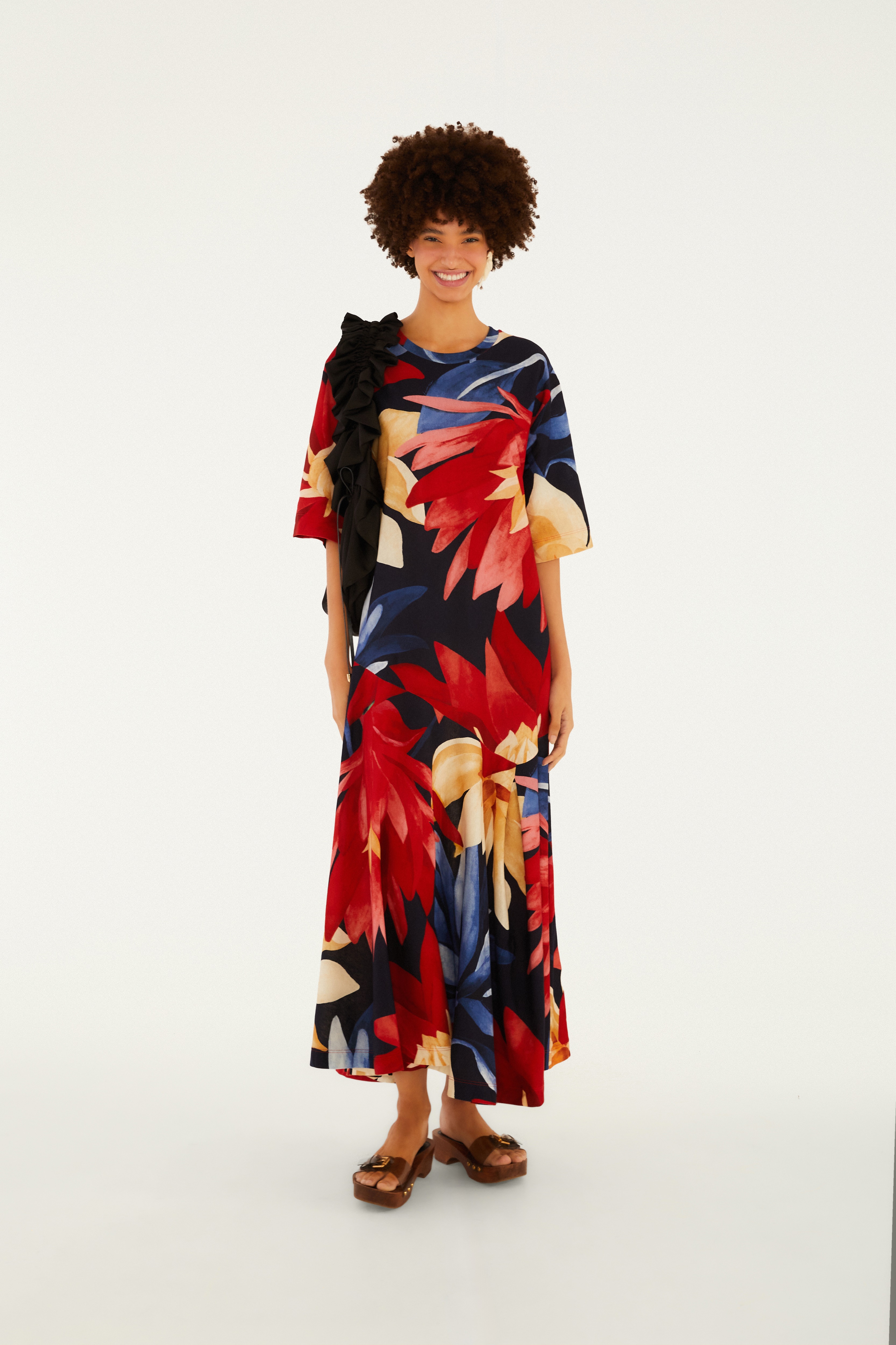 Vestido Cropped Estampado Chita Pintada