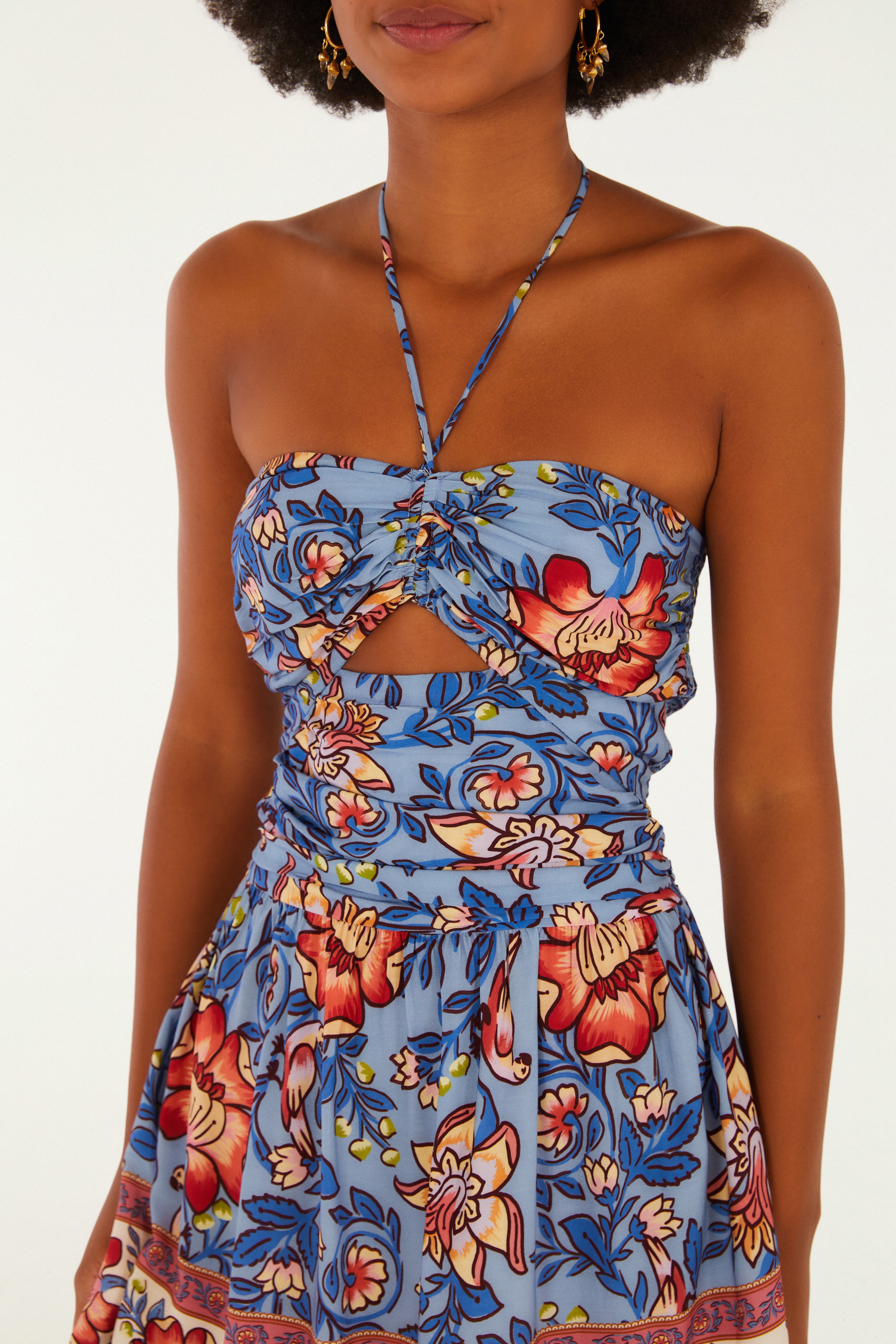 Vestido Curto Estampado Jardim Boho