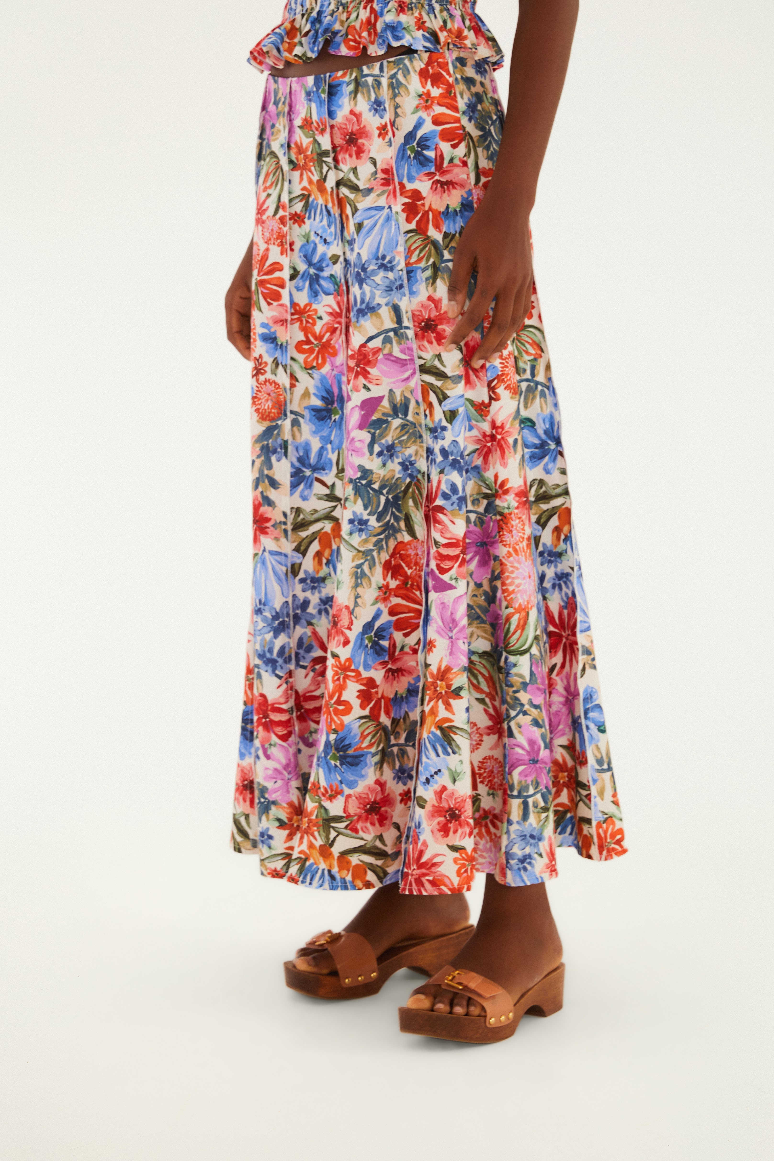 Saia Cropped Estampada Florabela