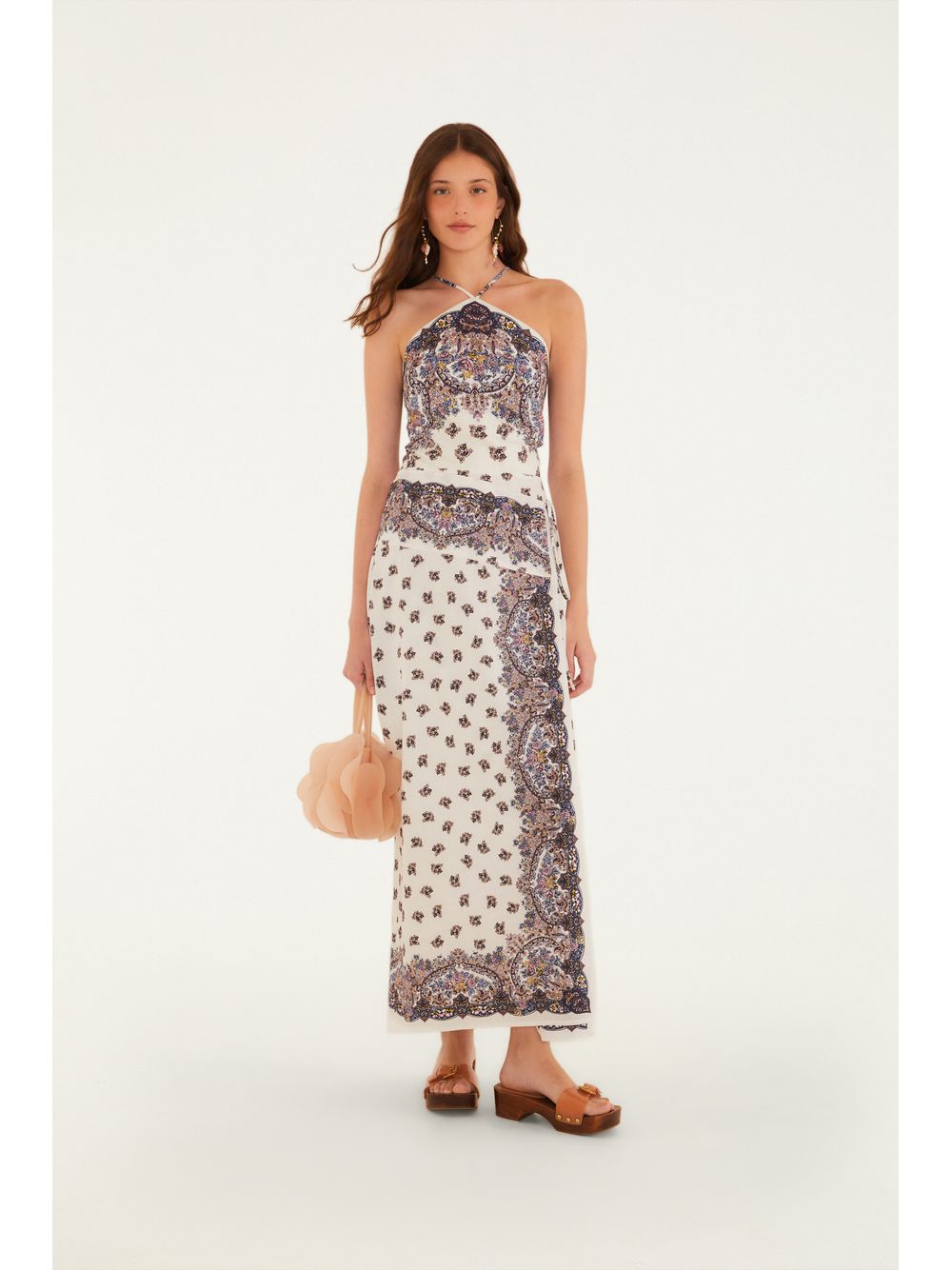 Farm — Vestido Longo Estampado Rosa Rio