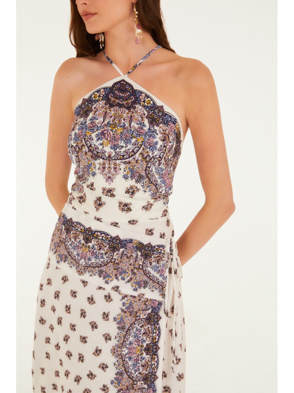 Farm — Vestido Longo Estampado Rosa Rio