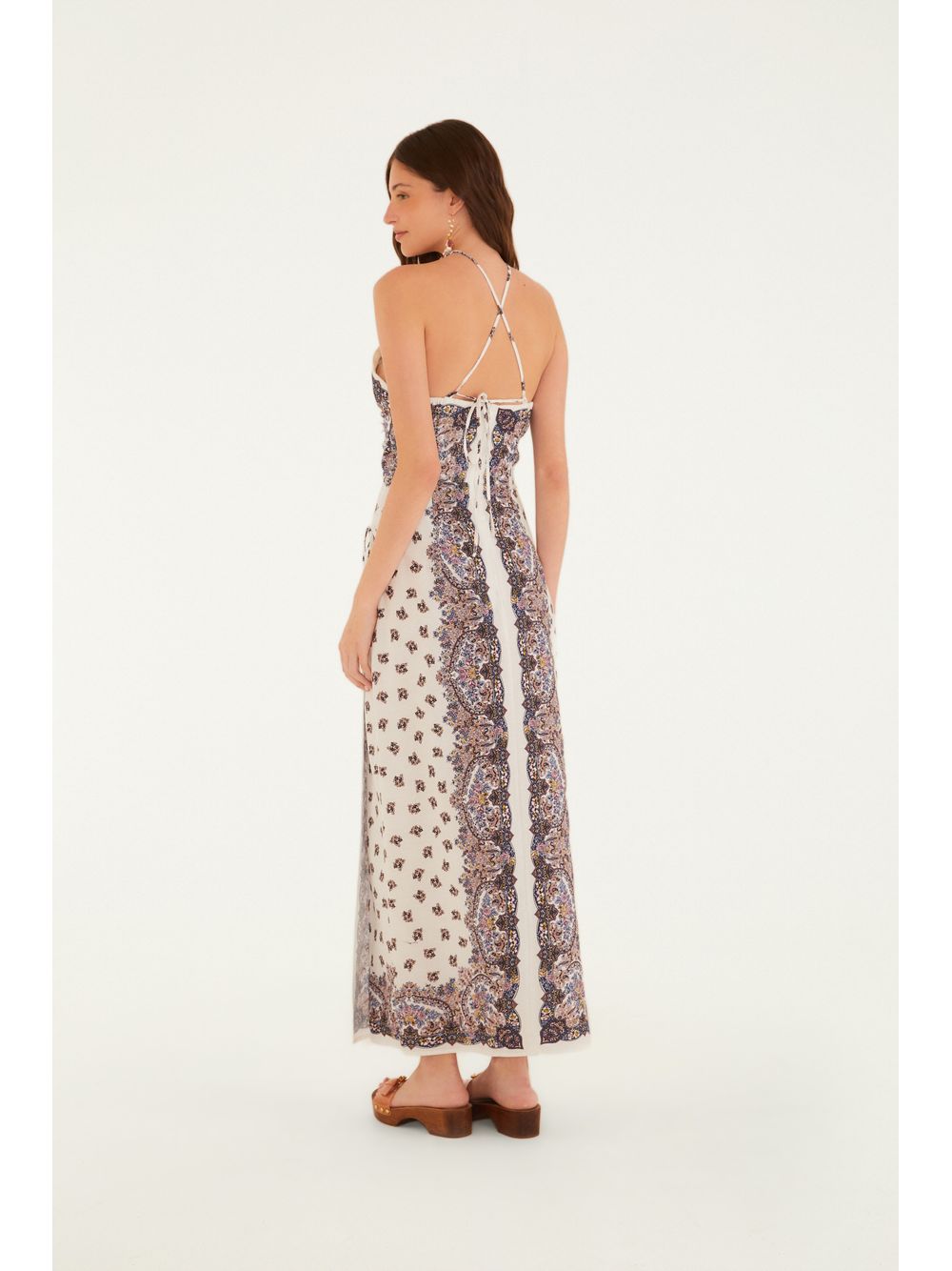 Farm — Vestido Longo Estampado Rosa Rio