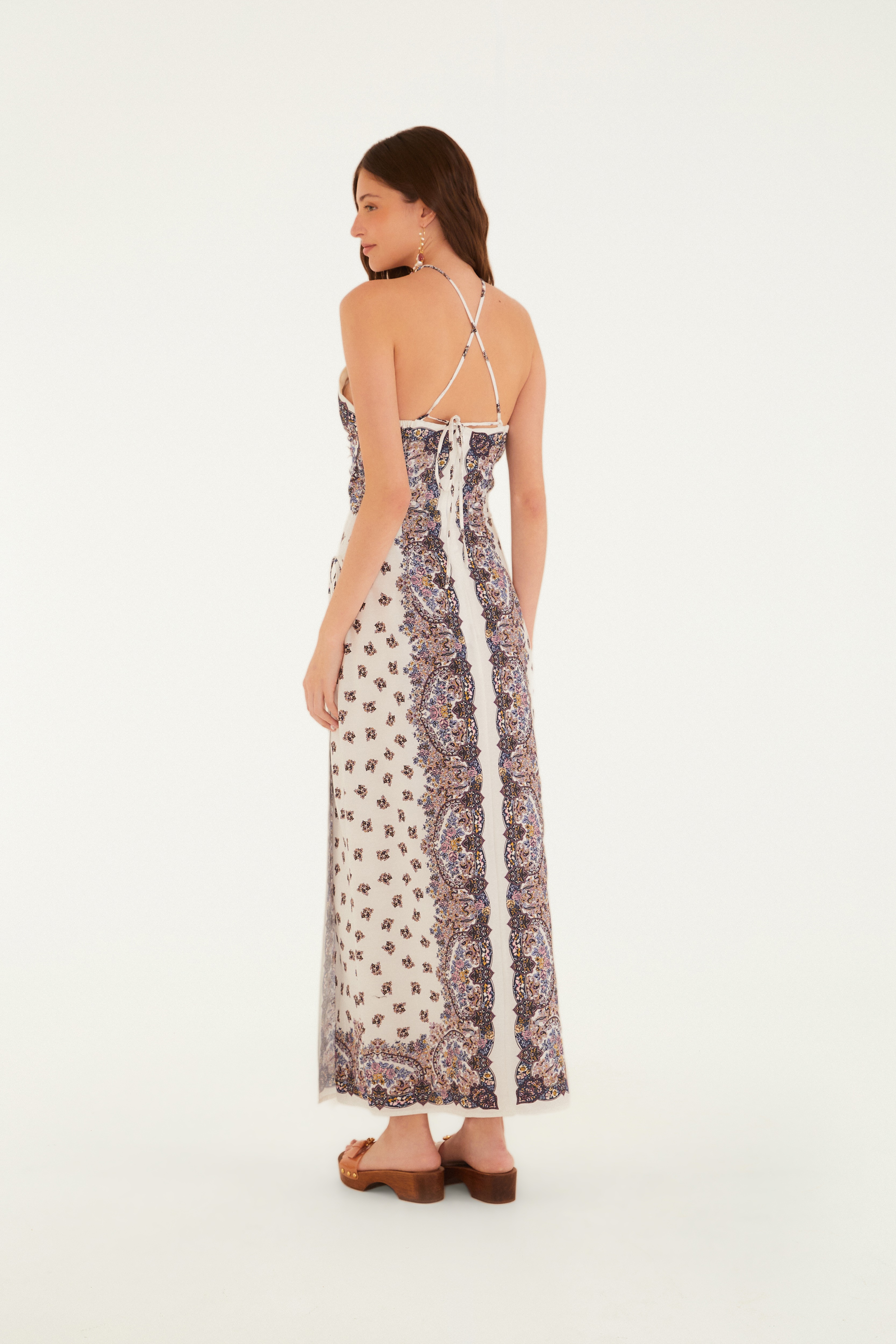 Vestido Longo Estampado Rosa Rio