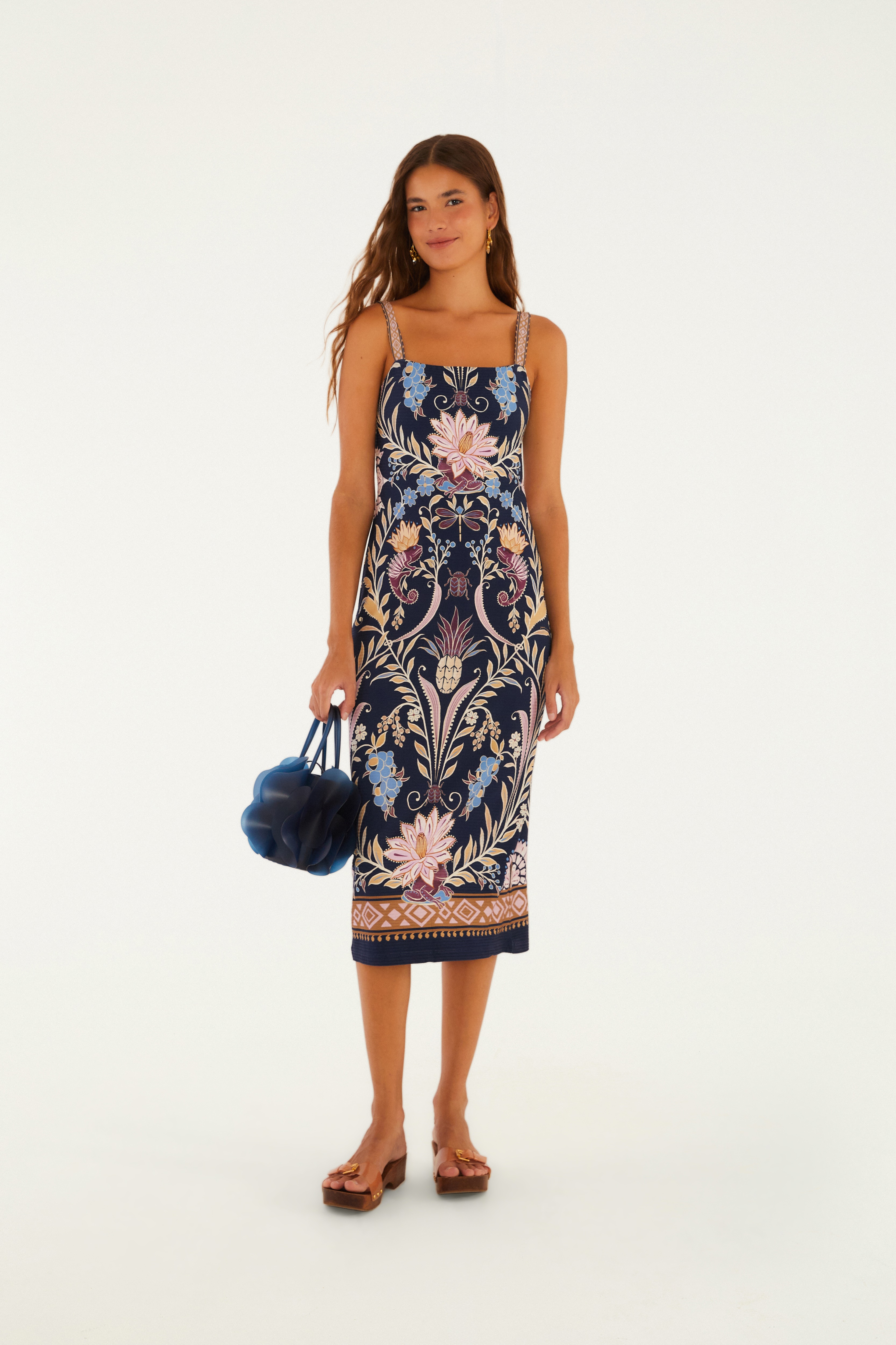 Vestido Midi Estampado Leveza Romântica