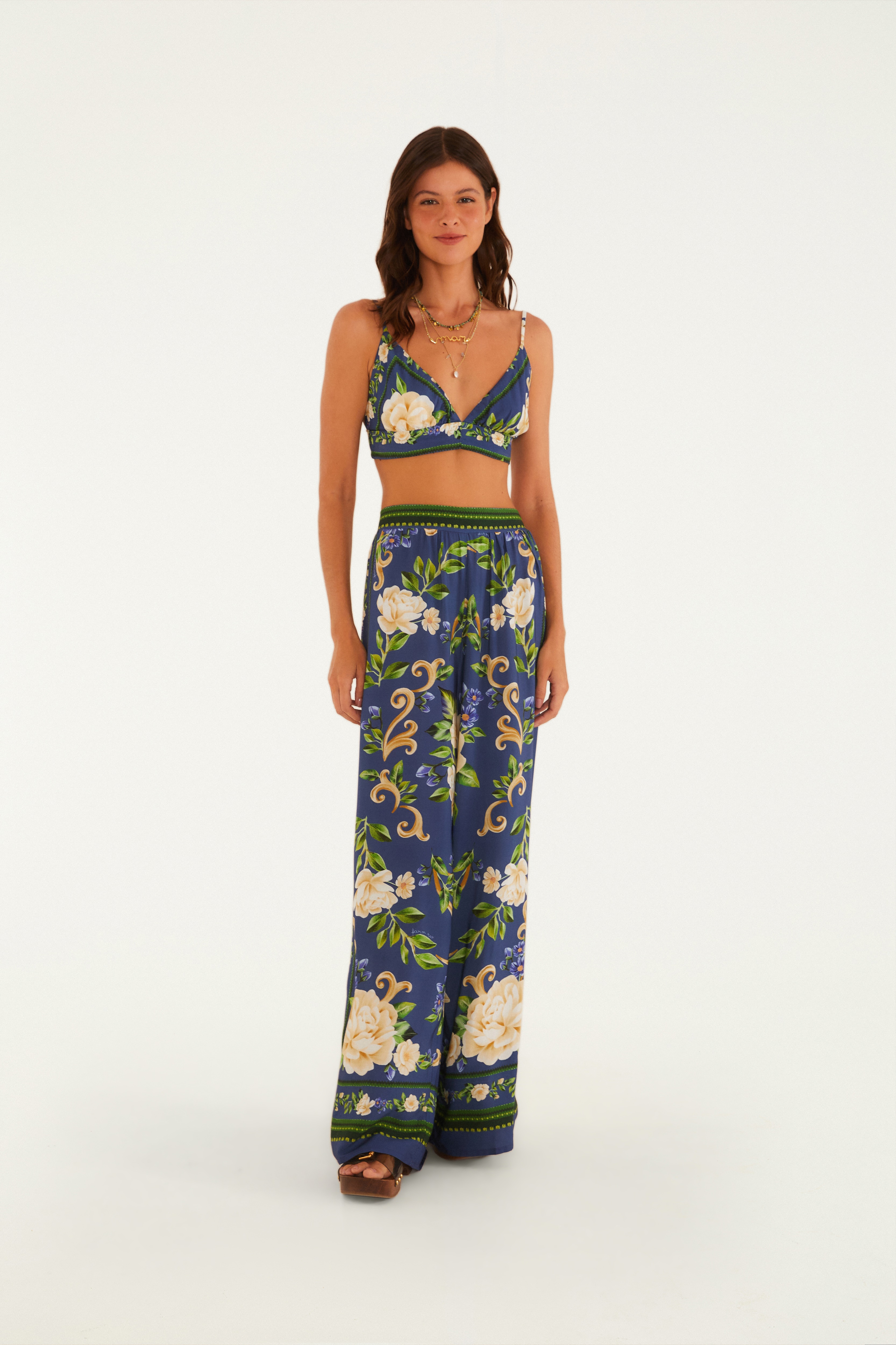 Top Estampado Flor Celeste