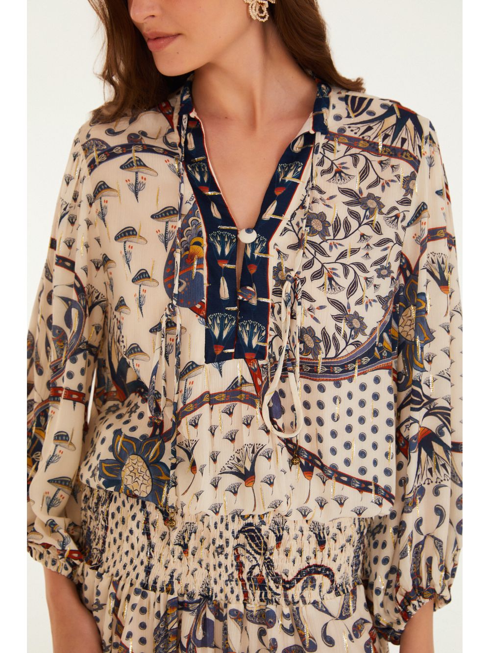 Farm — Vestido Curto Estampado Riviera