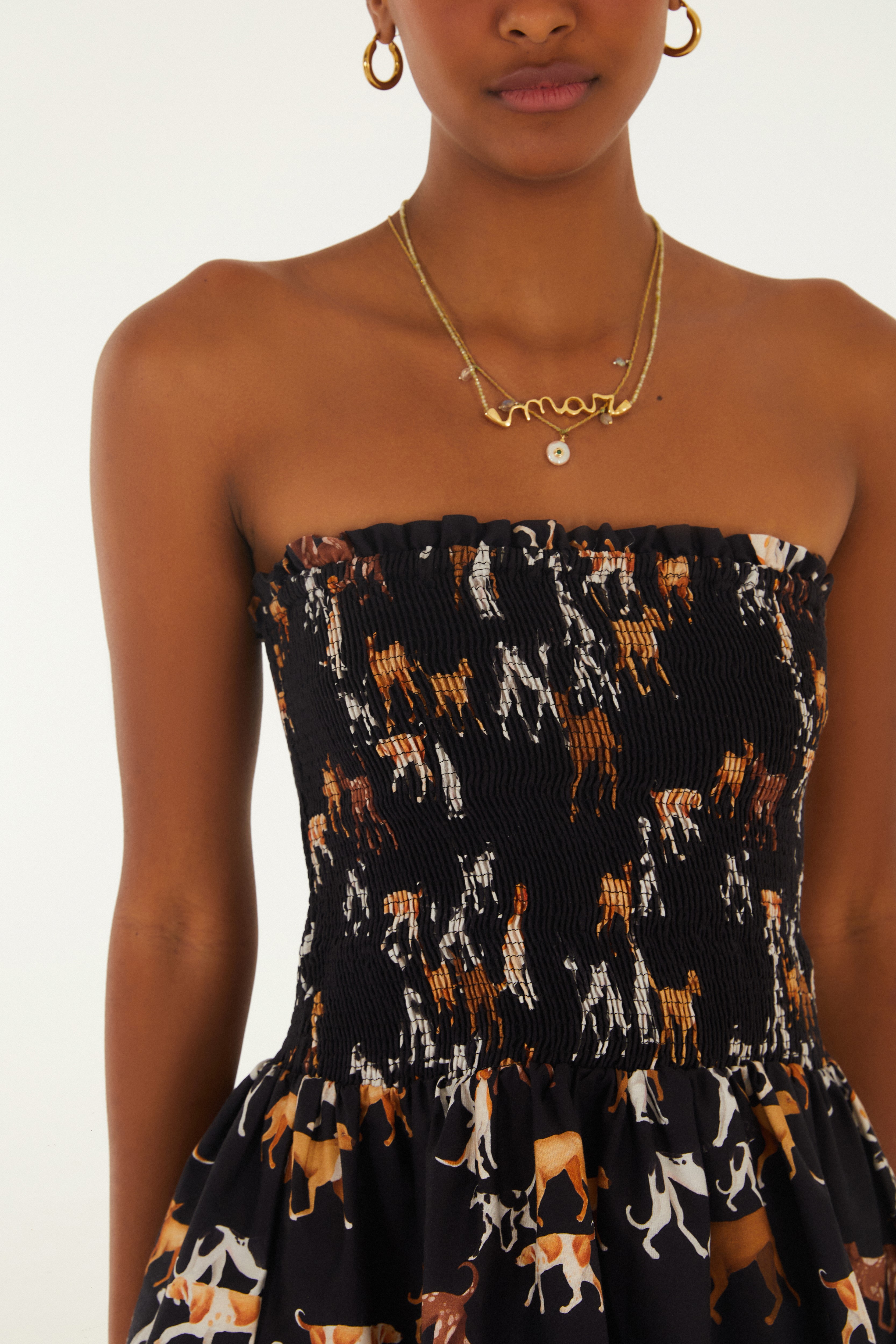 Blusa Babados Estampada Matilha