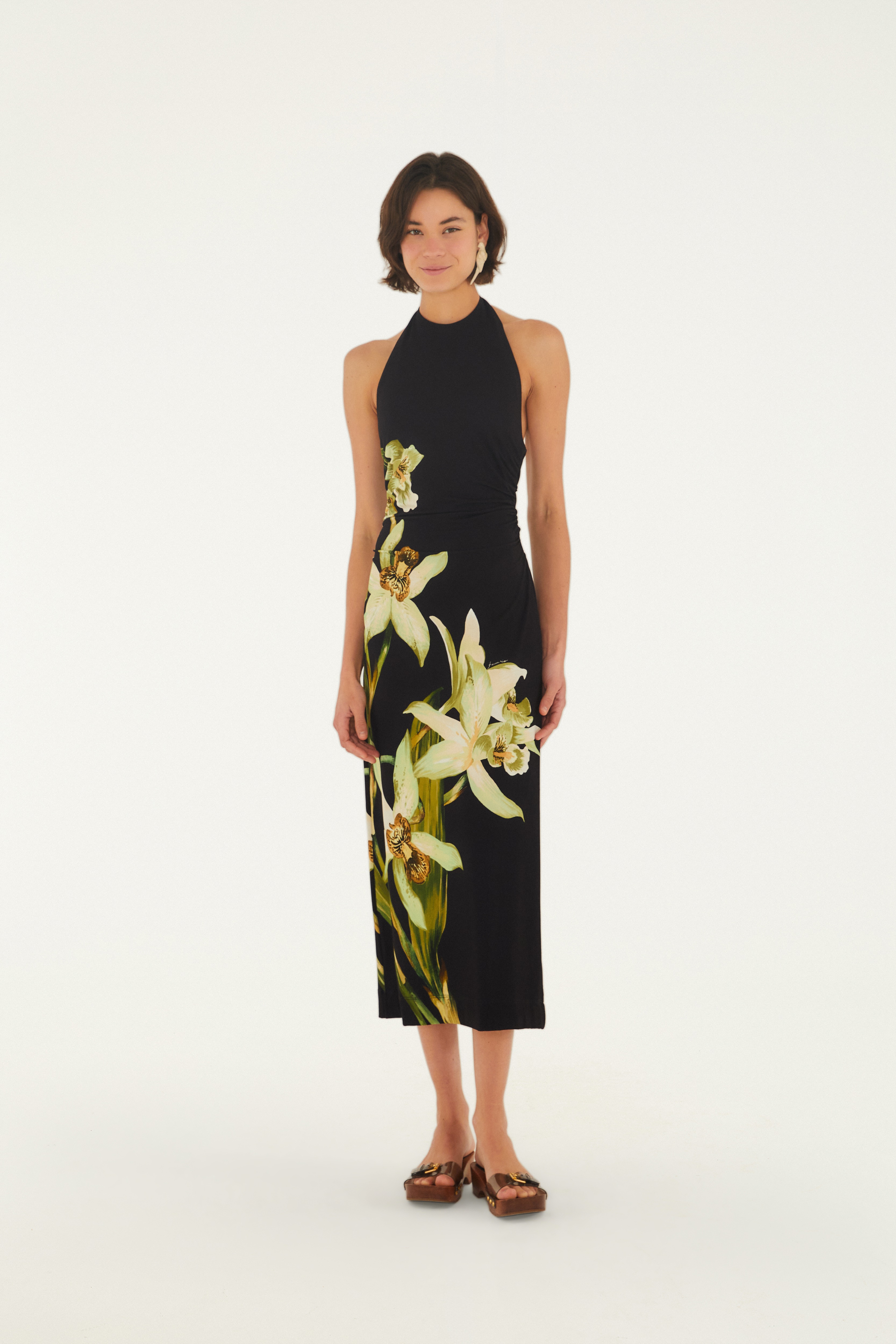 Vestido Frente Única Floral Orquídea