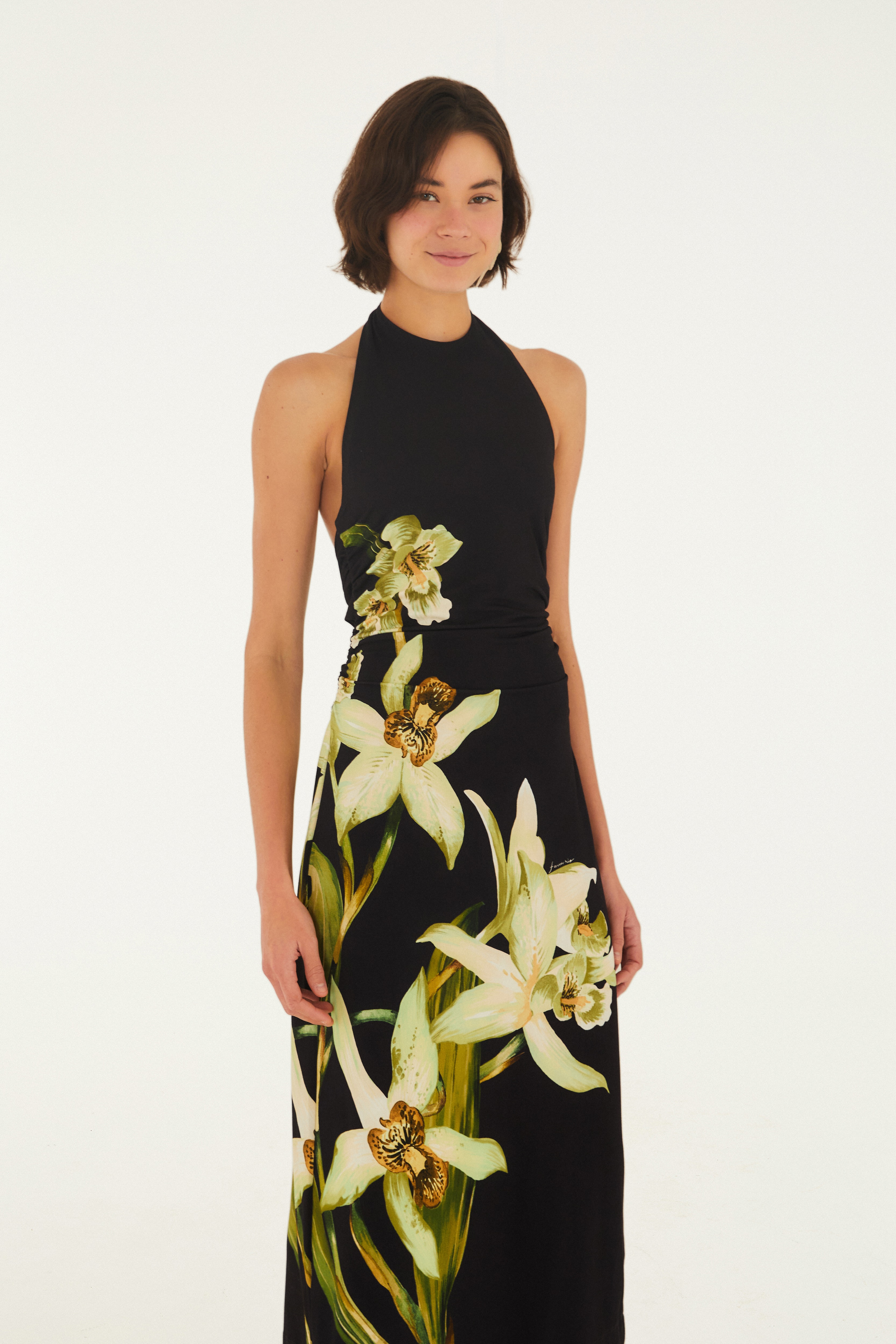 Vestido Frente Única Floral Orquídea