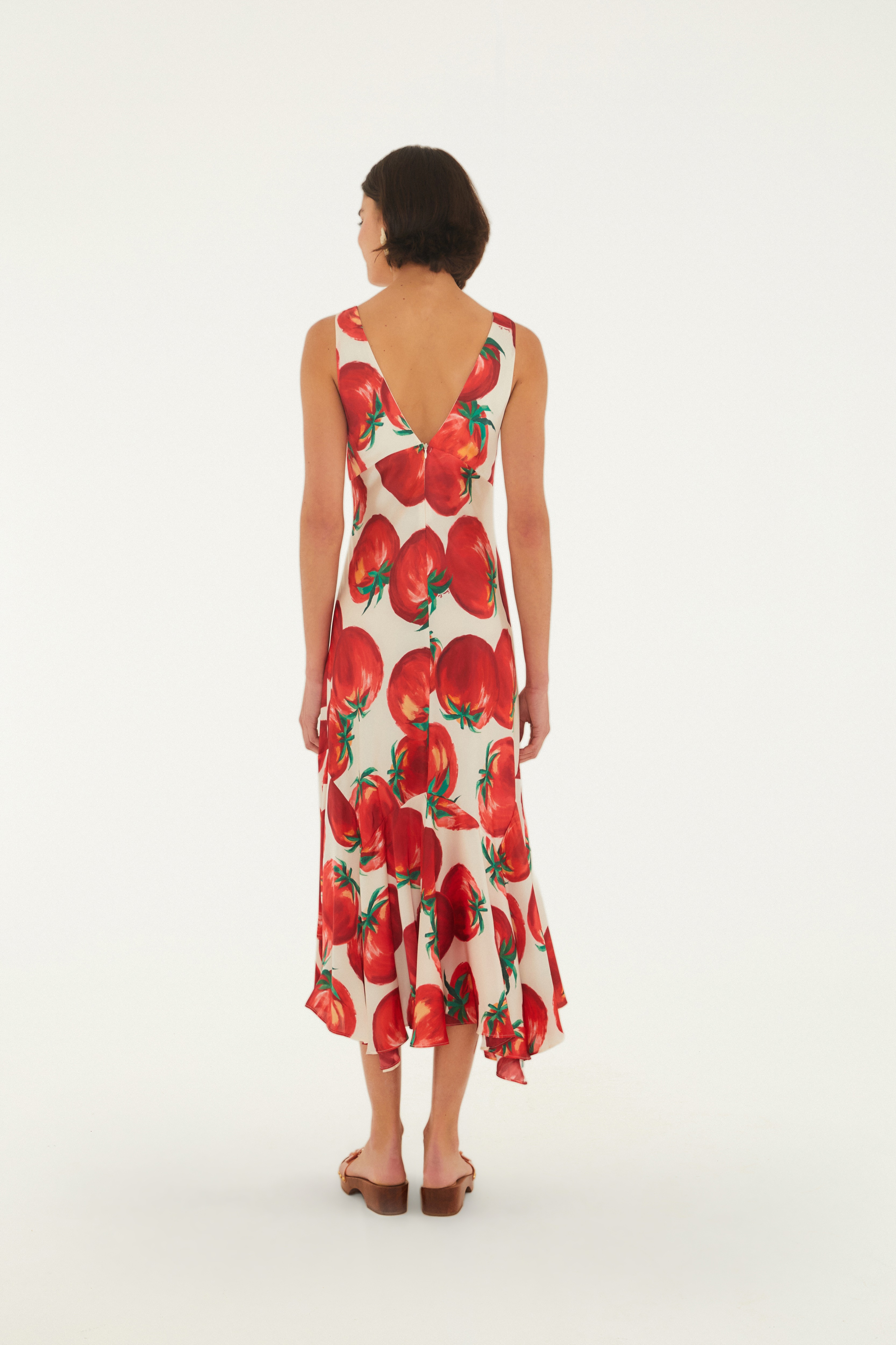 Vestido Pontas Estampado Tomates