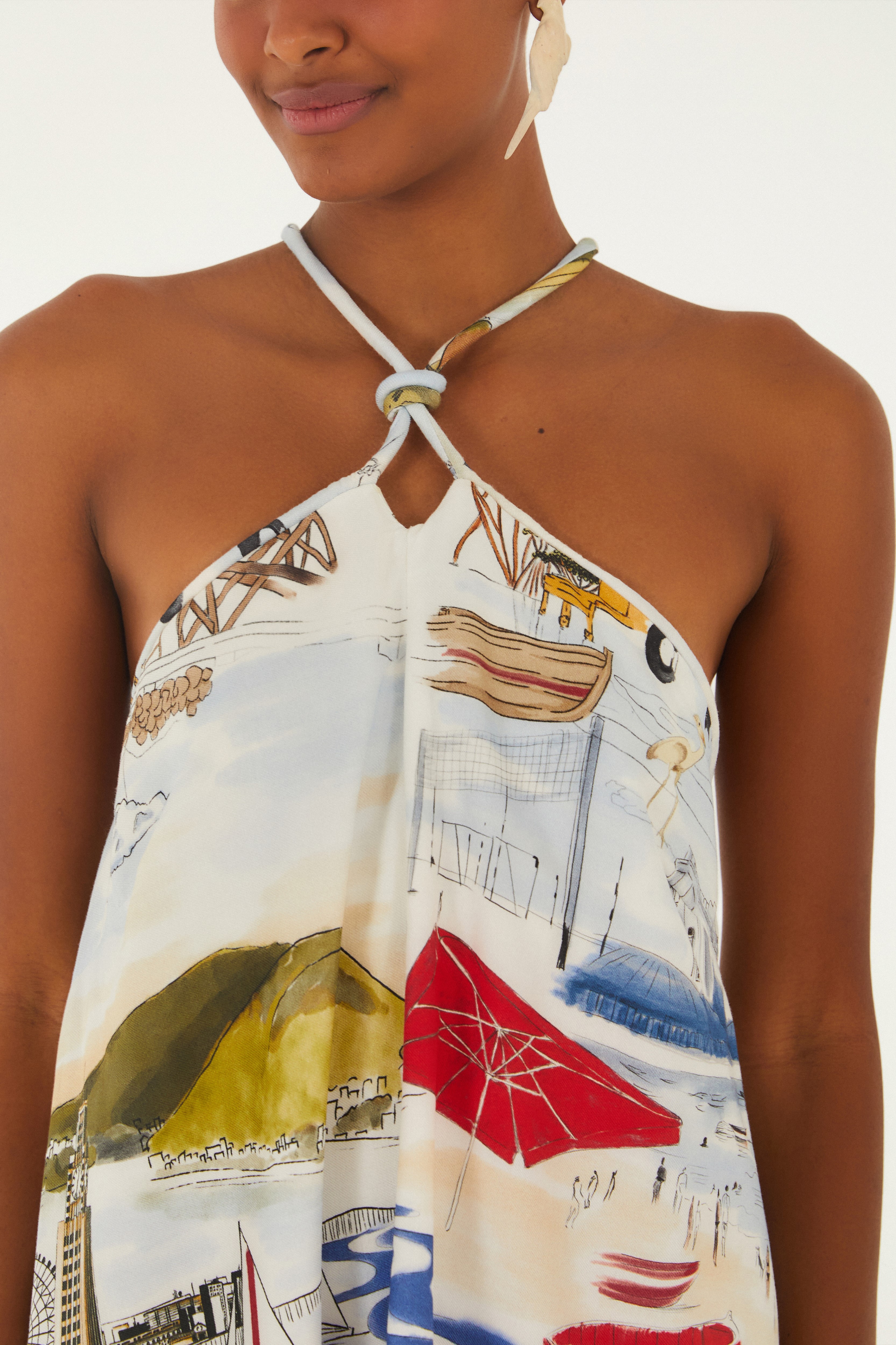 Vestido Curto Estampado Encanto Do Rio