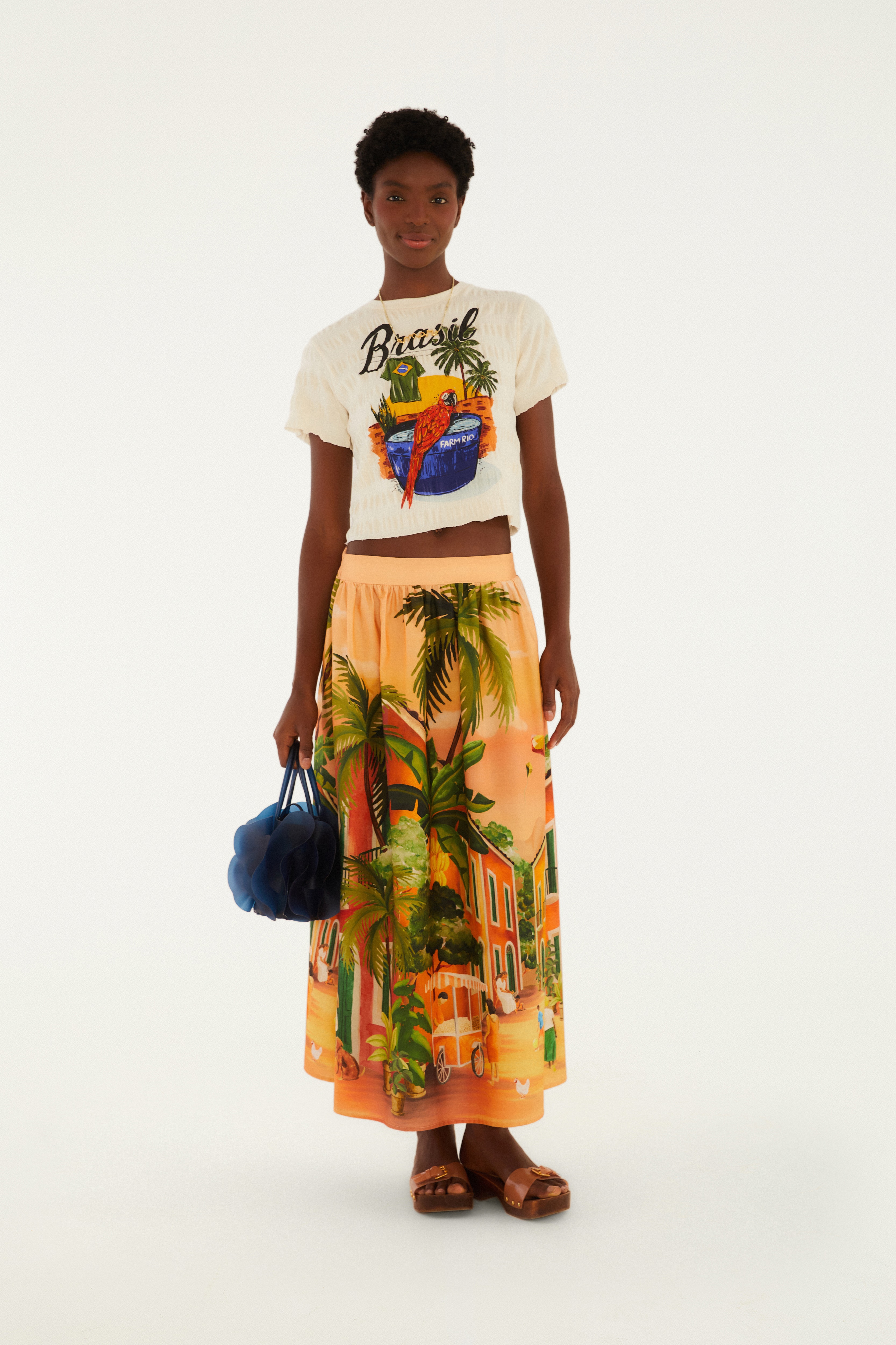 Saia Cropped Estampada Vila Rio