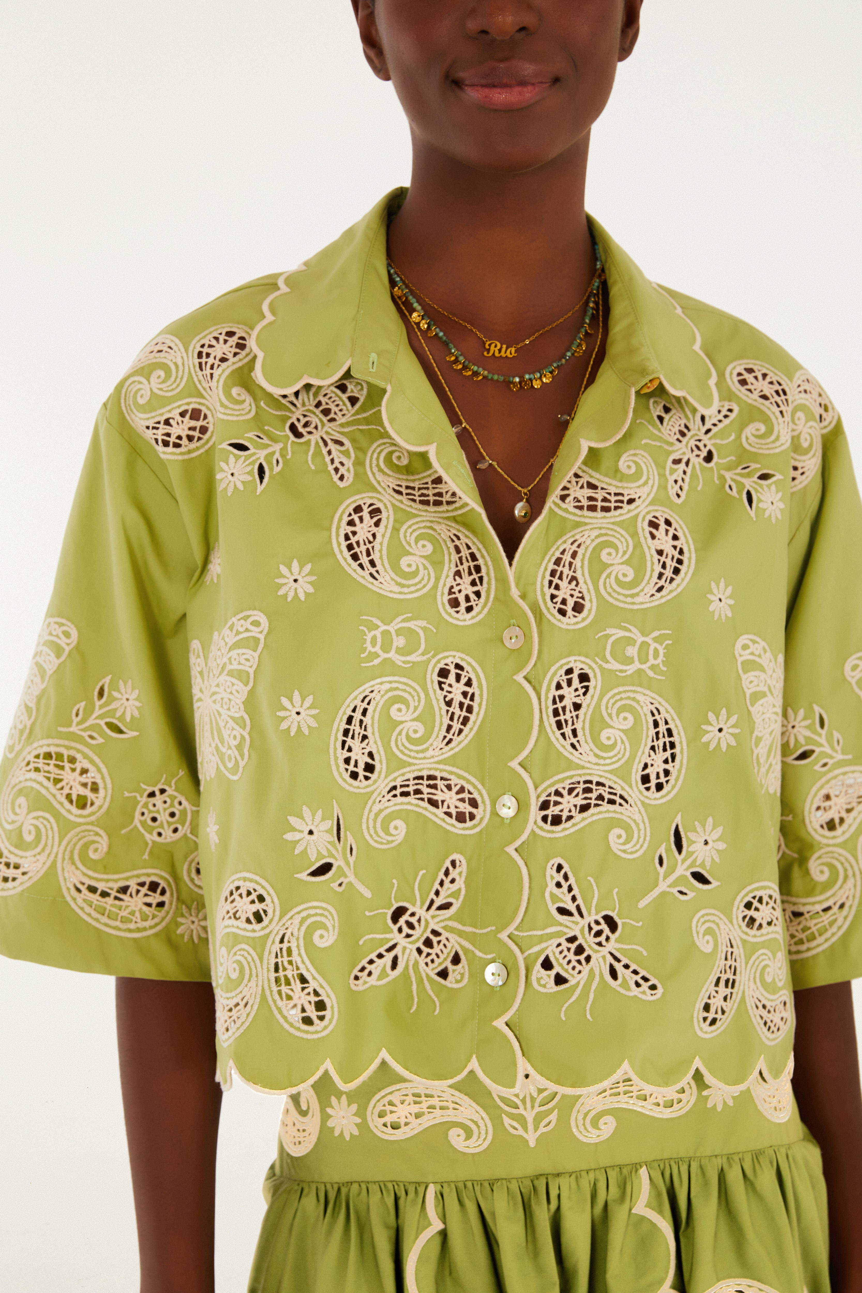 Camisa Bordada Bandanas Jardim