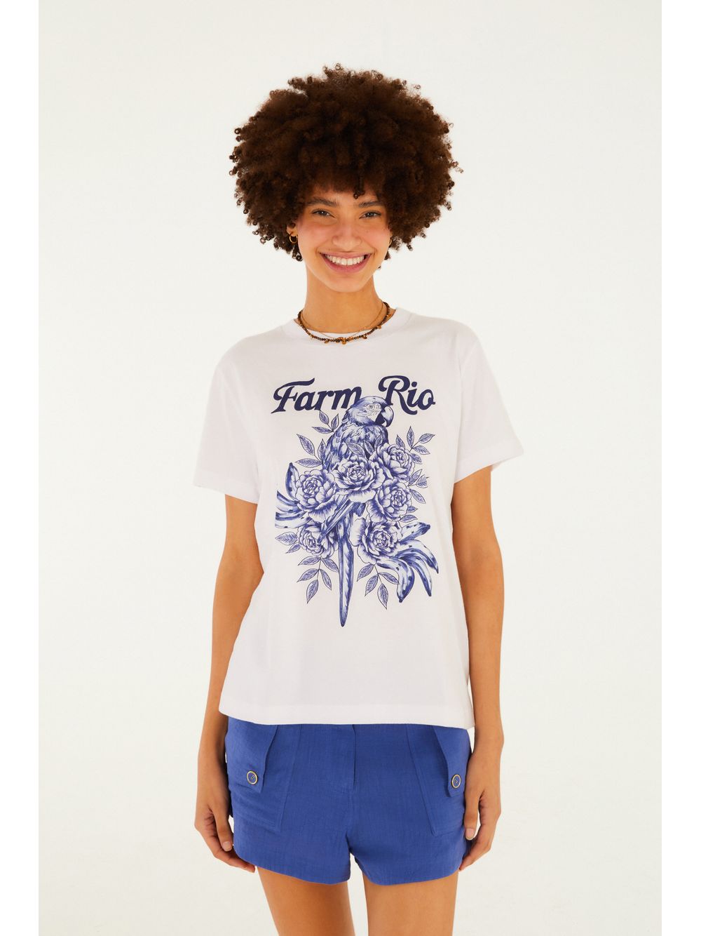Farm — T-Shirt Fit Arara Em Flores
