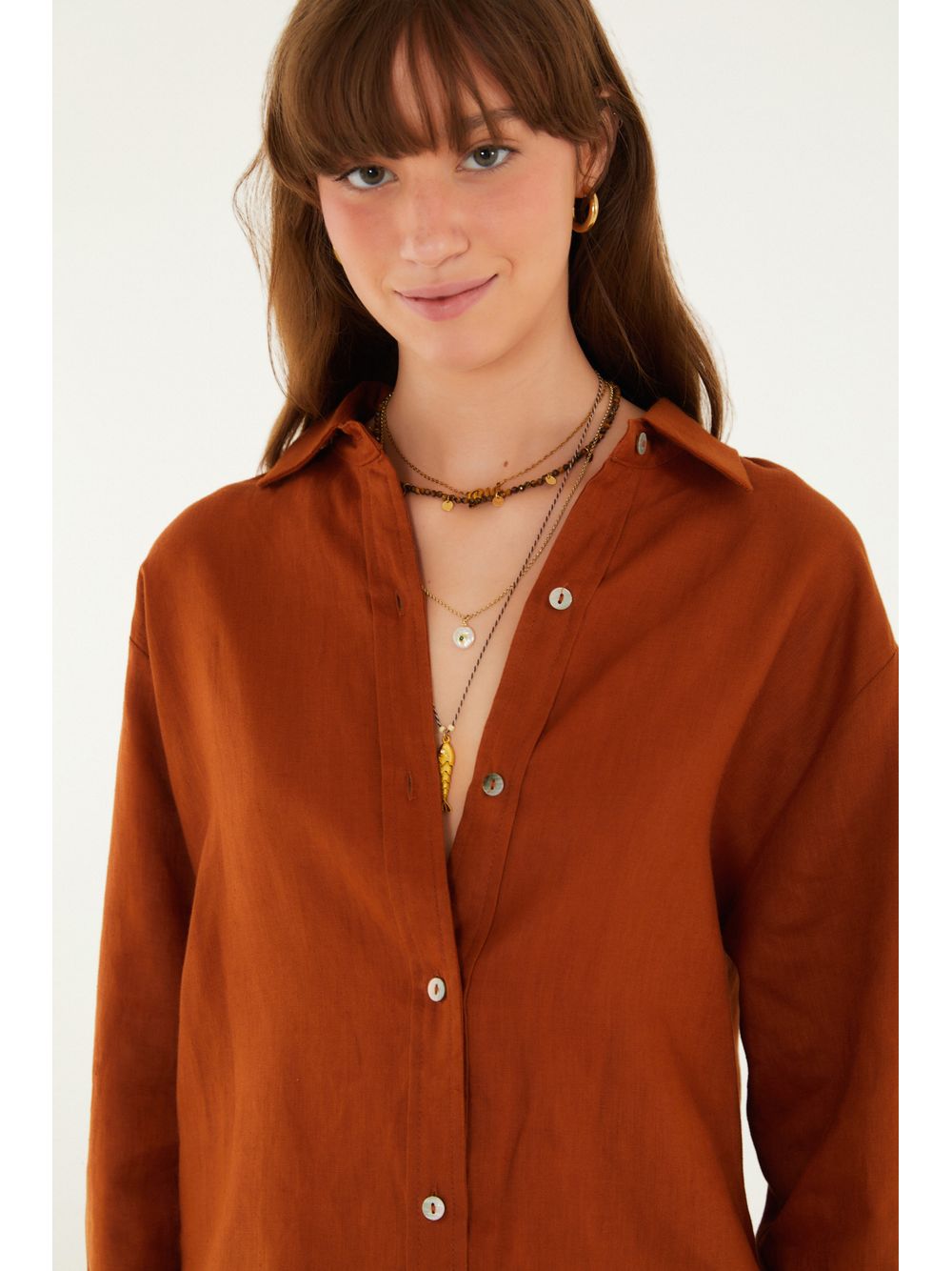Farm — Camisa Mangas Linho