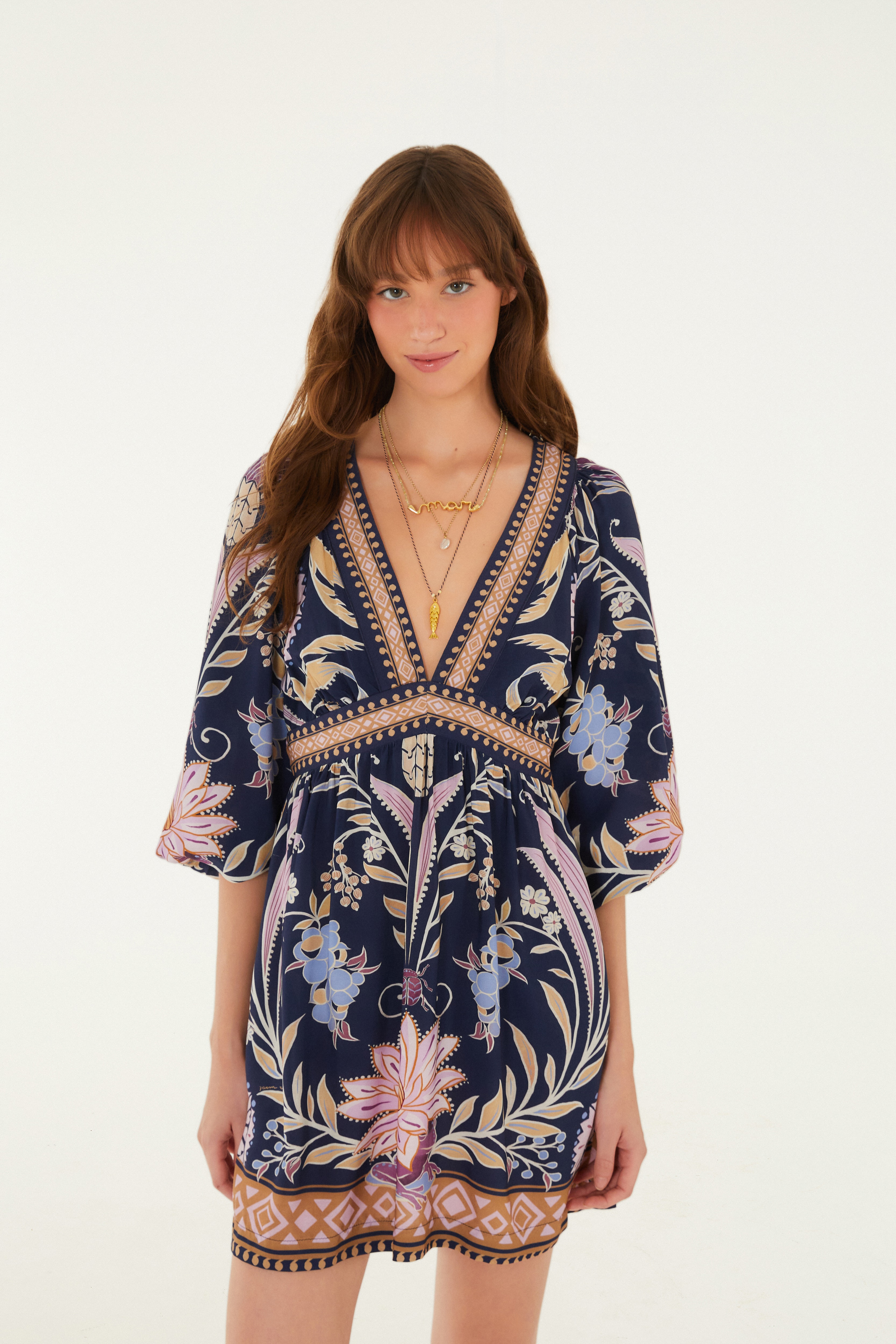 Vestido Curto Estampado Leveza Romântica