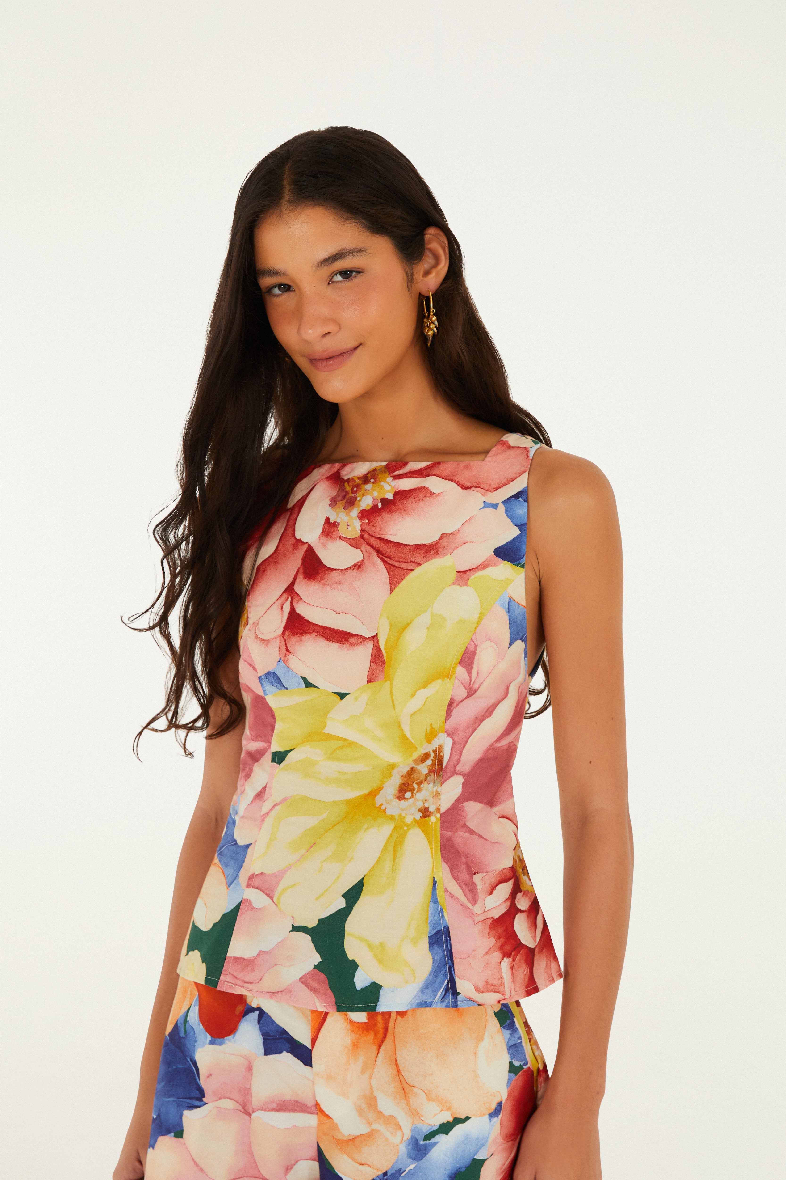 Blusa Estampada Floral Doce