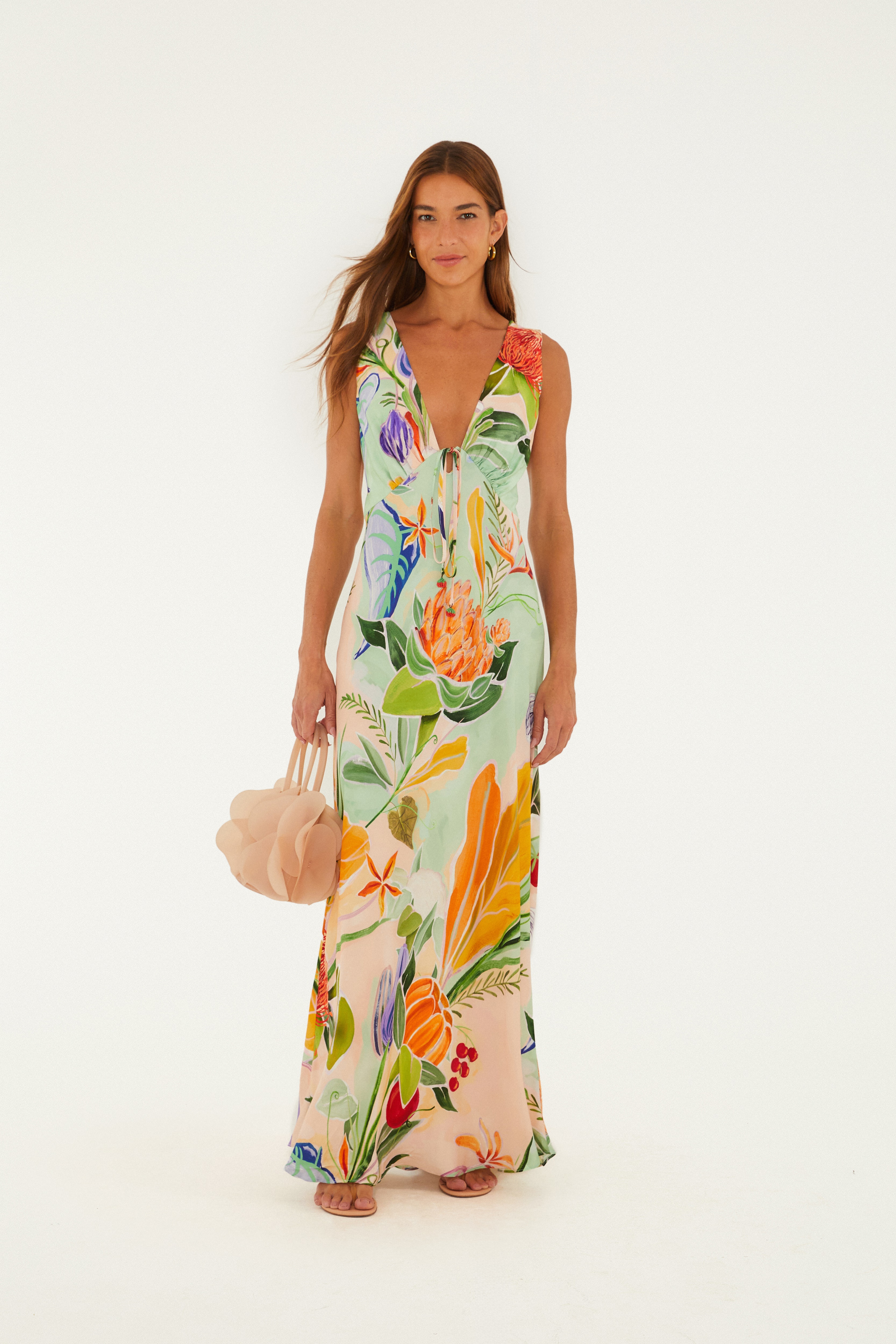 Vestido Cropped Estampado Legumes Pintados