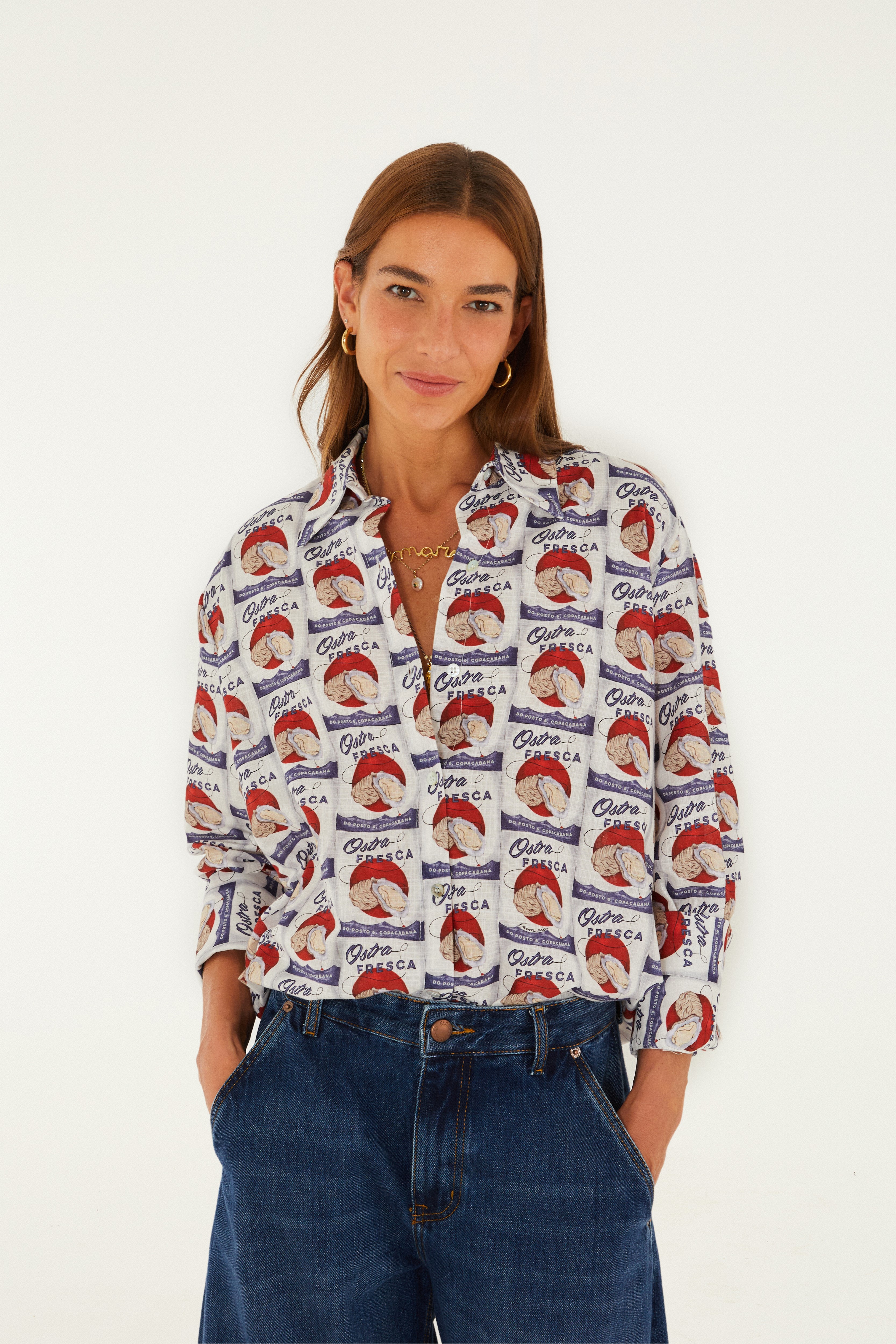 Camisa Estampada Ostra Fresca