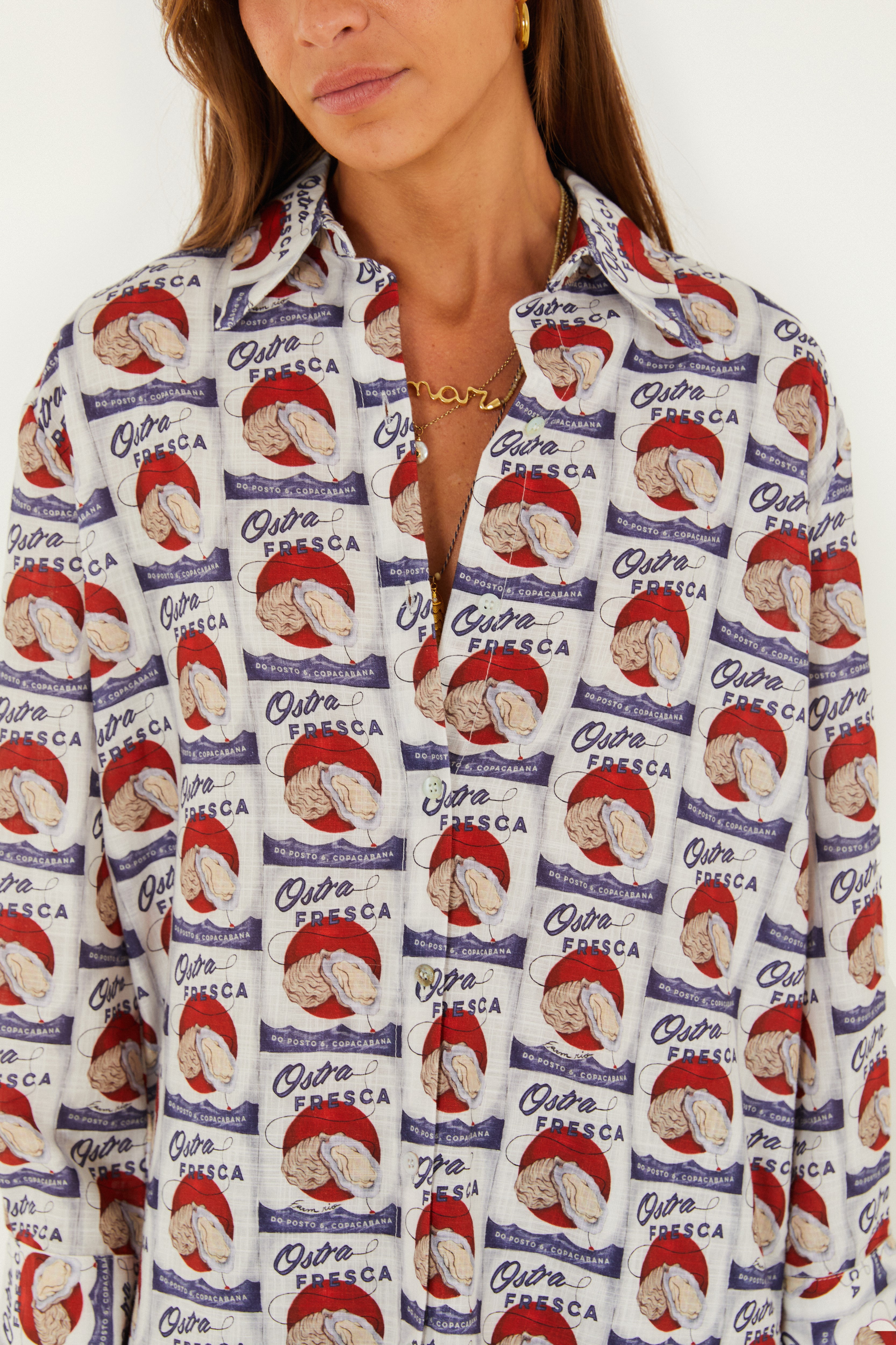 Camisa Estampada Ostra Fresca