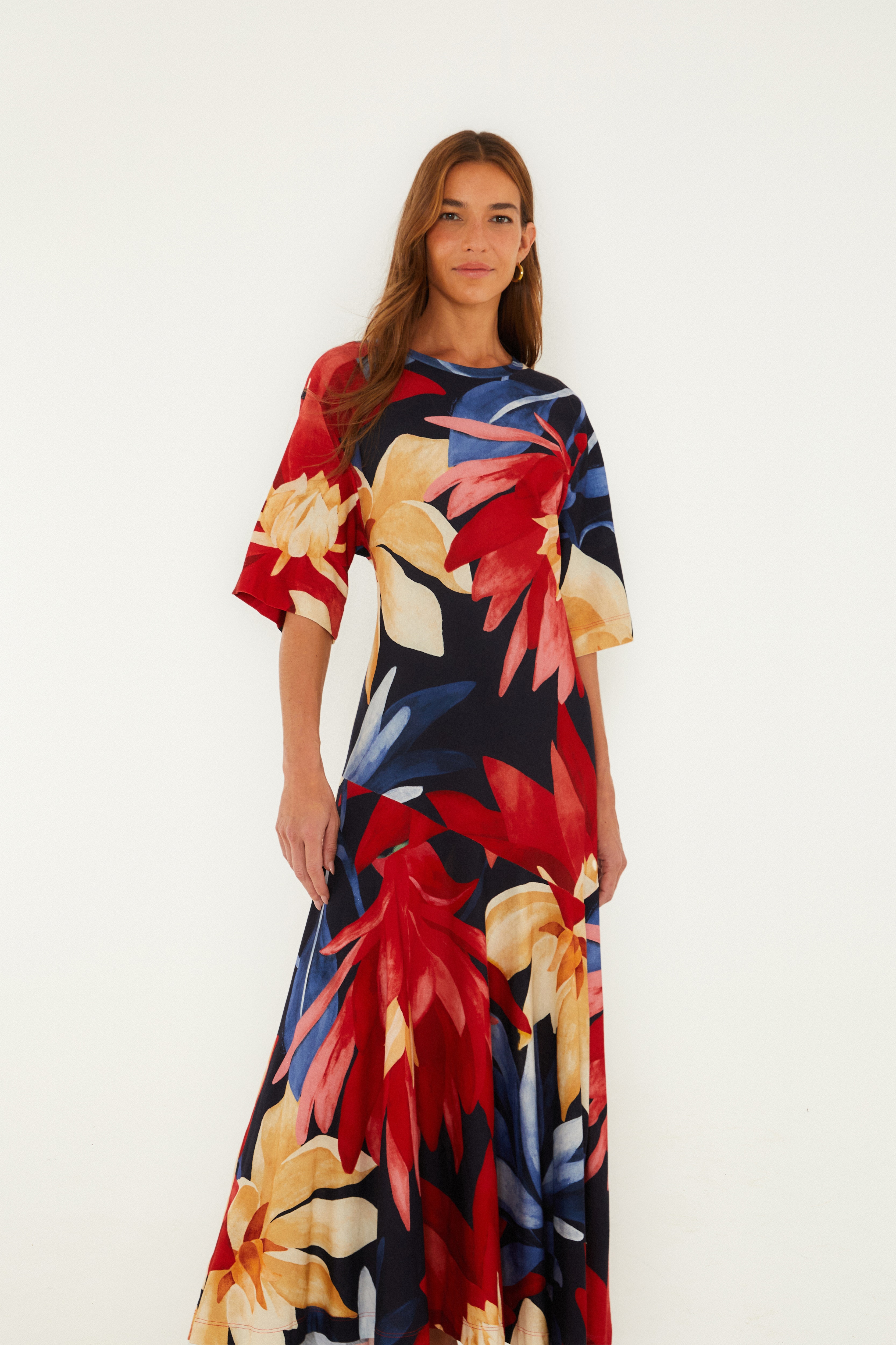 Vestido Cropped Estampado Chita Pintada