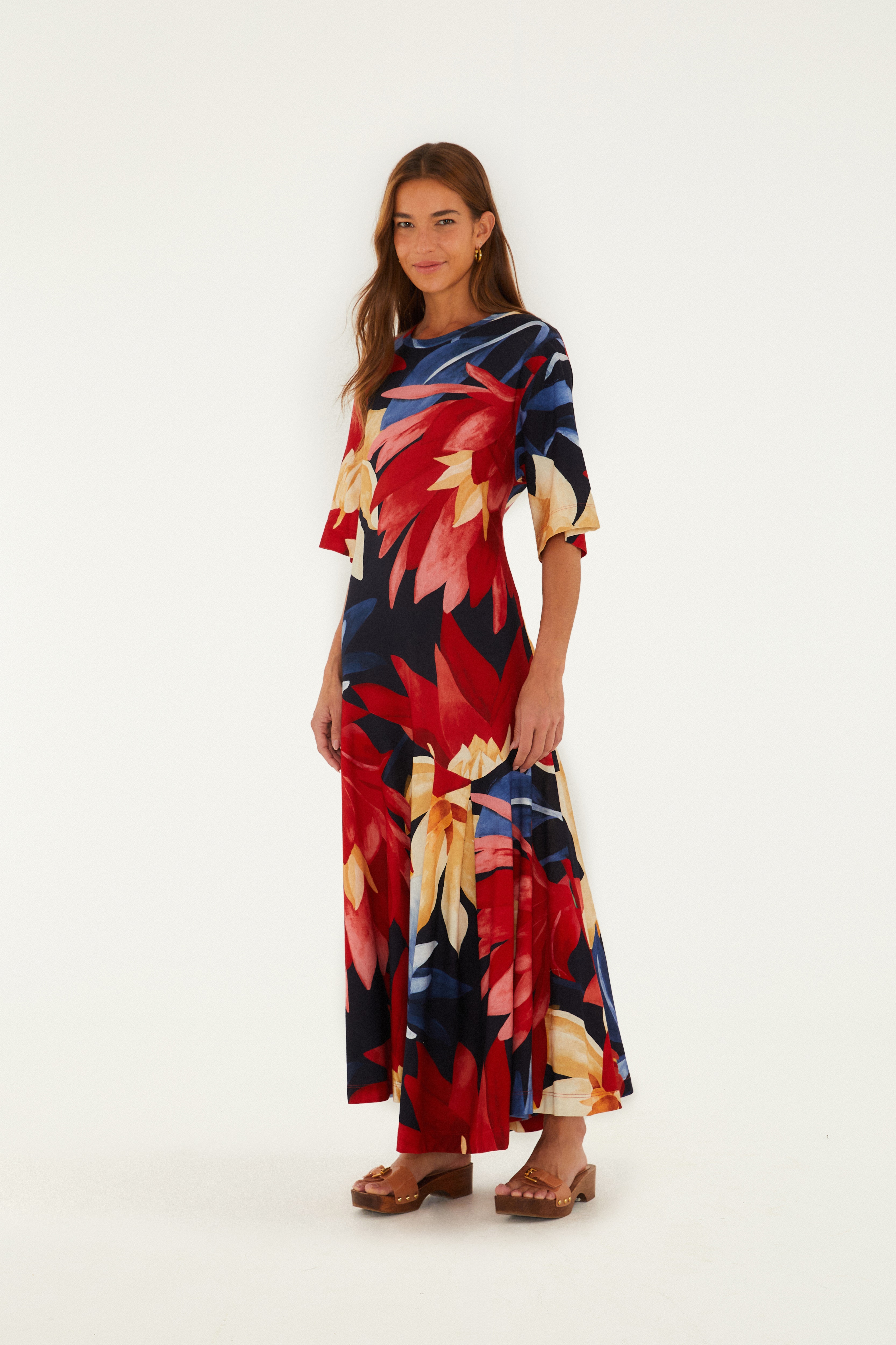 Vestido Cropped Estampado Chita Pintada