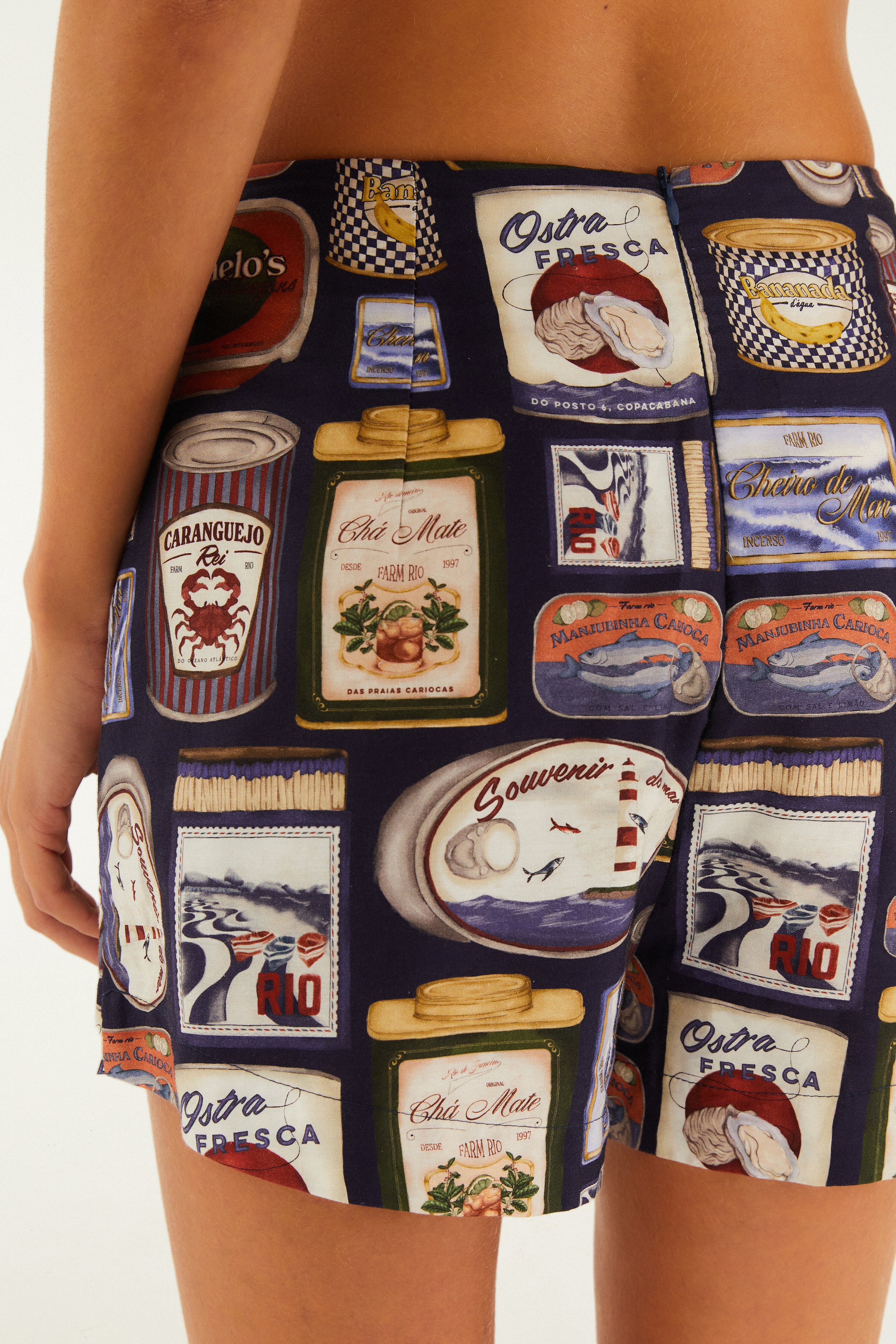 Short Saia Estampado Iguarias Do Litoral
