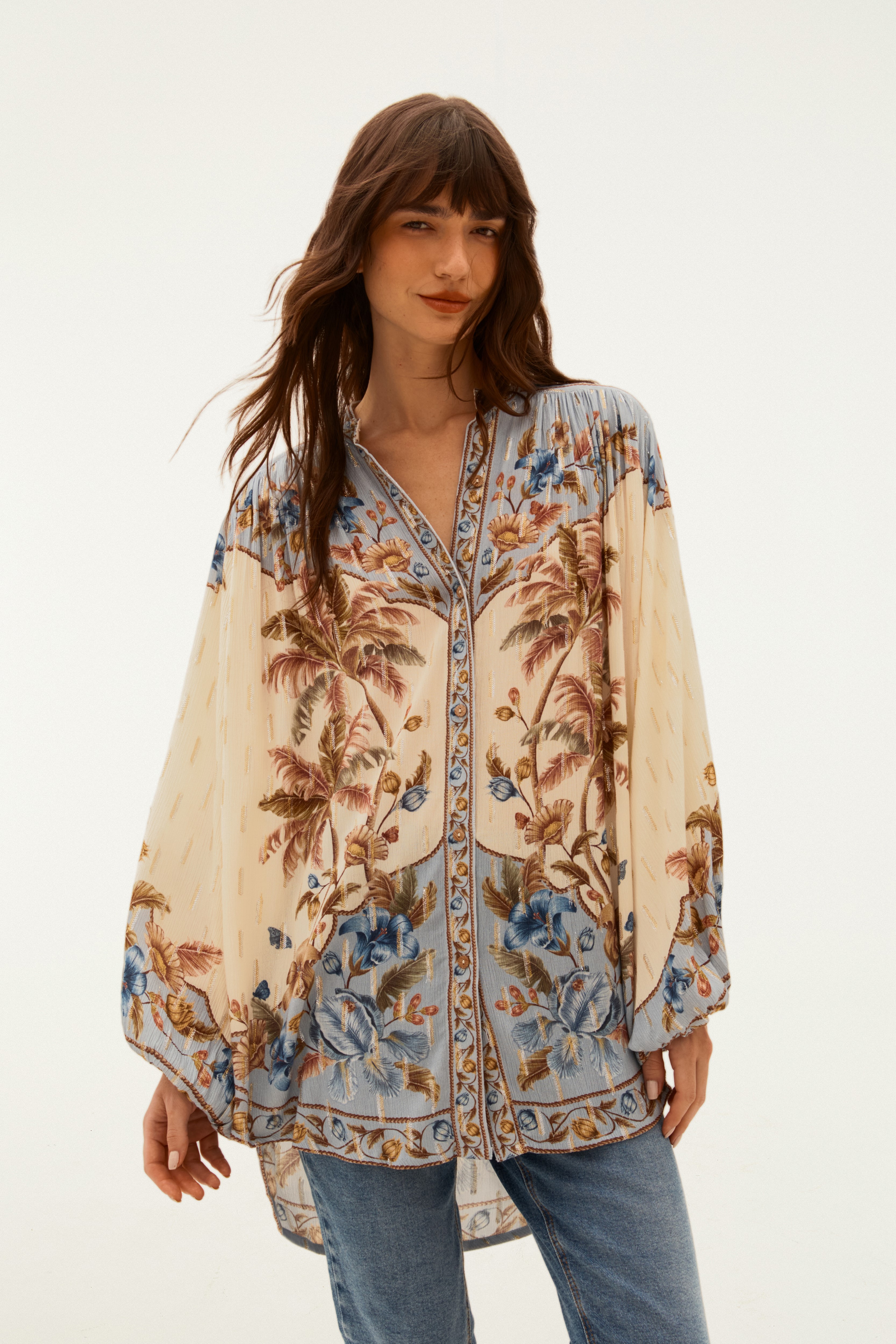 Camisa Manga Longa Estampada Albânia
