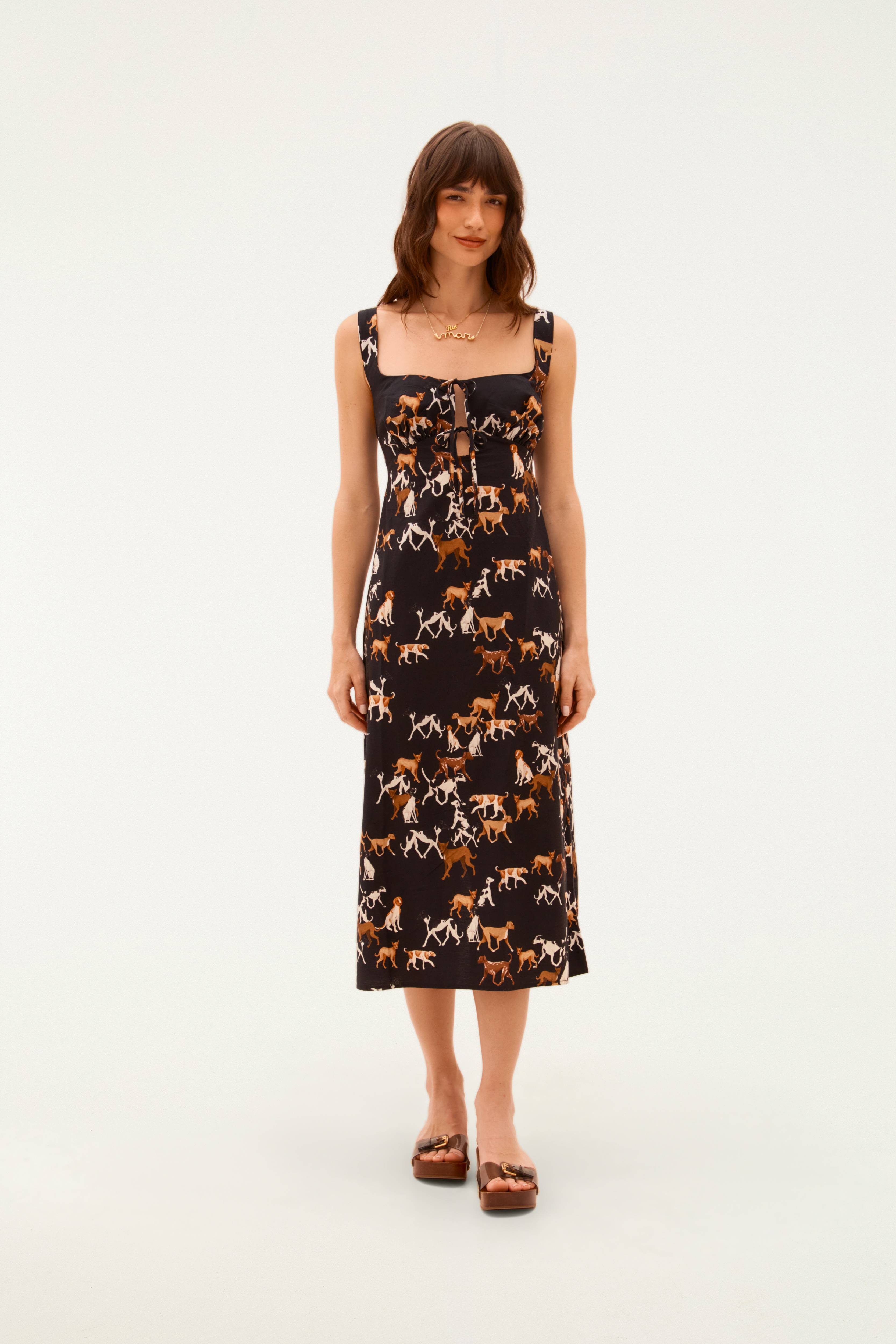 Vestido Midi Estampado Matilha